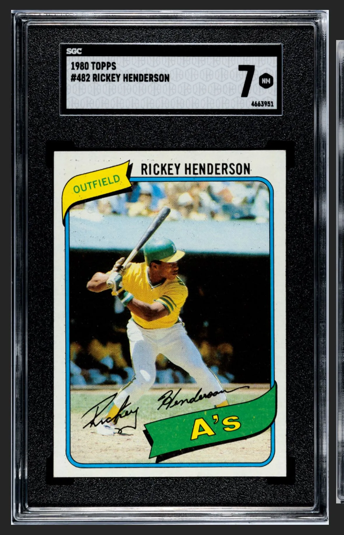 Product image for 1980 Topps #482 Rickey Henderson RC SGC 7
