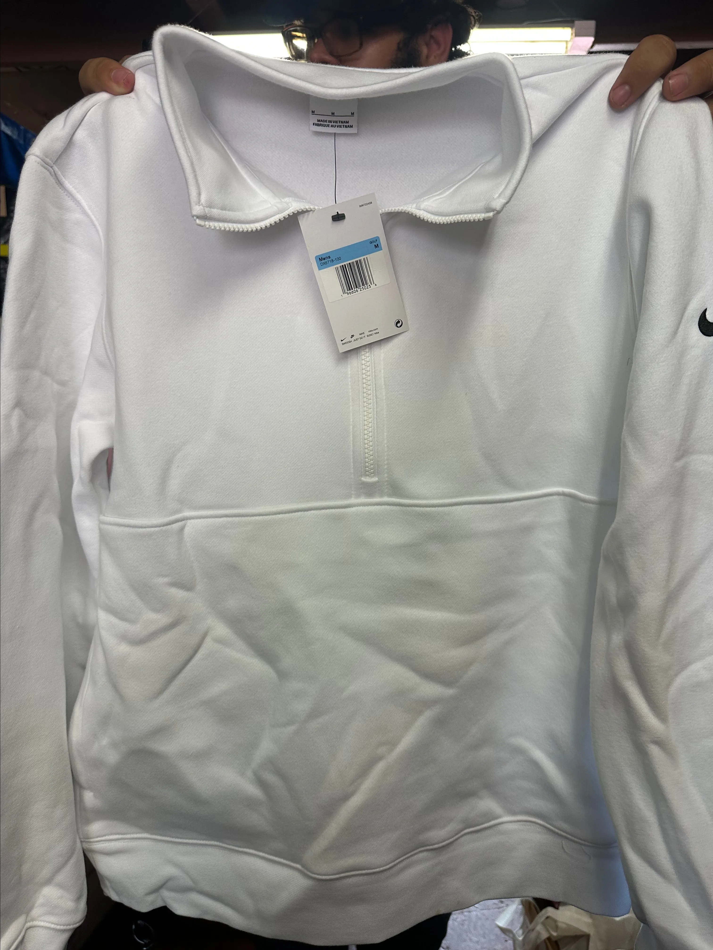 Product image for Nike quarter zip white size medium sweater