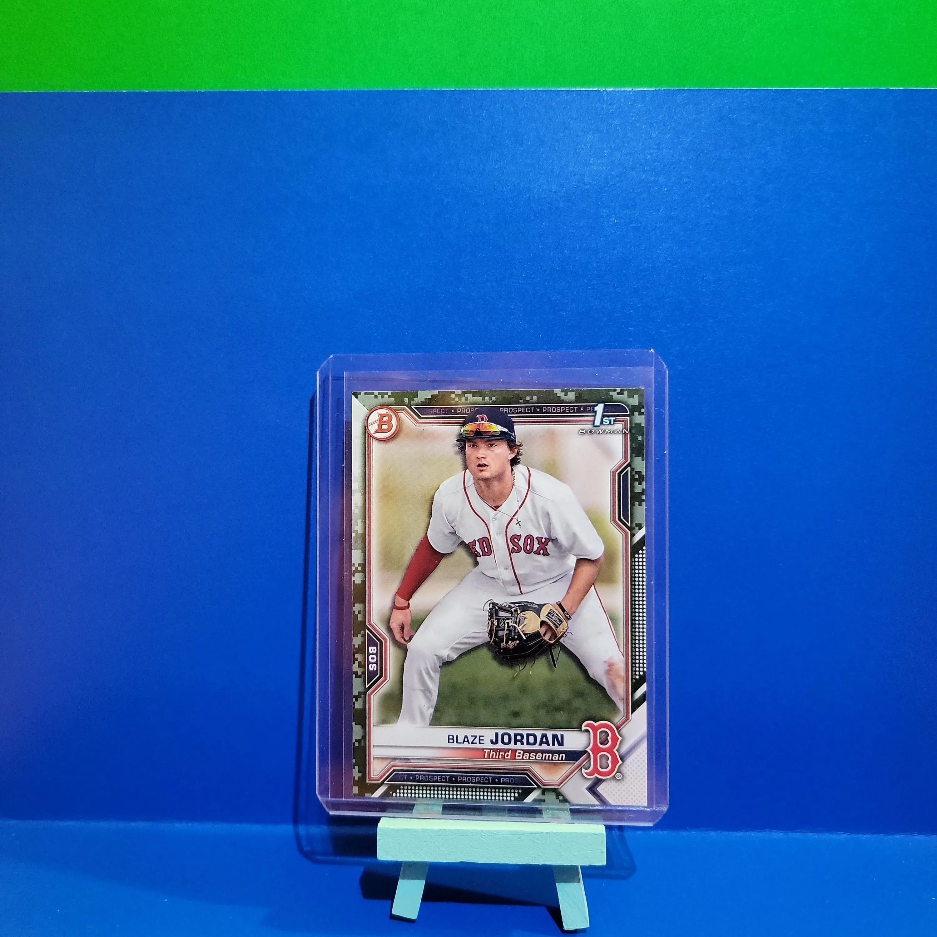 Product image for Blaze Jordan 1st Bowman Camo Parallel: 2021 Bowman Prospect: Boston Red Sox