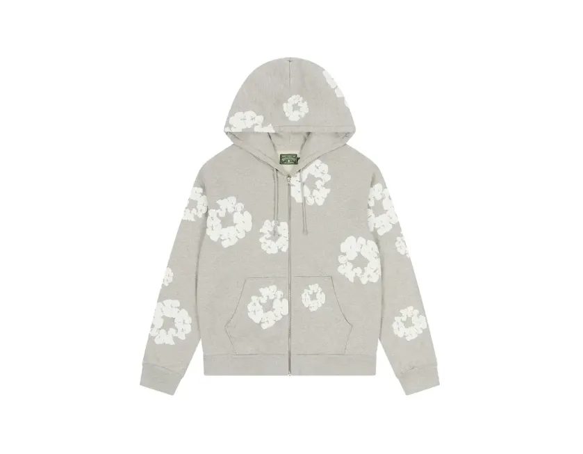 Product image for Denim Tears Cotton Wreath Zip Hoodie Grey - size S, M, L, XL, XXL