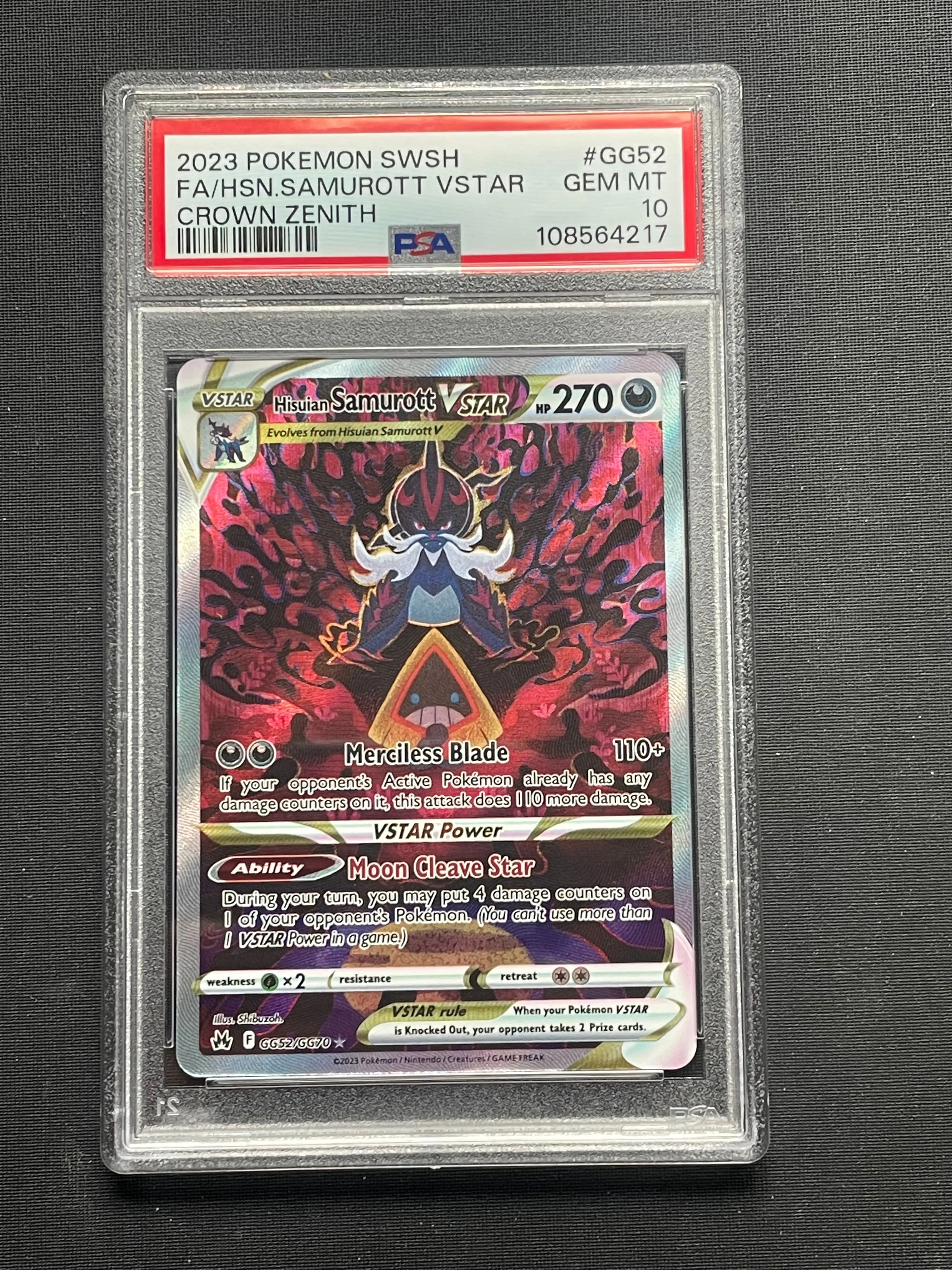Product image for Hisuian Samurott VSTAR GG52/GG70 Crown Zenith: Galarian Gallery Holo PSA 10