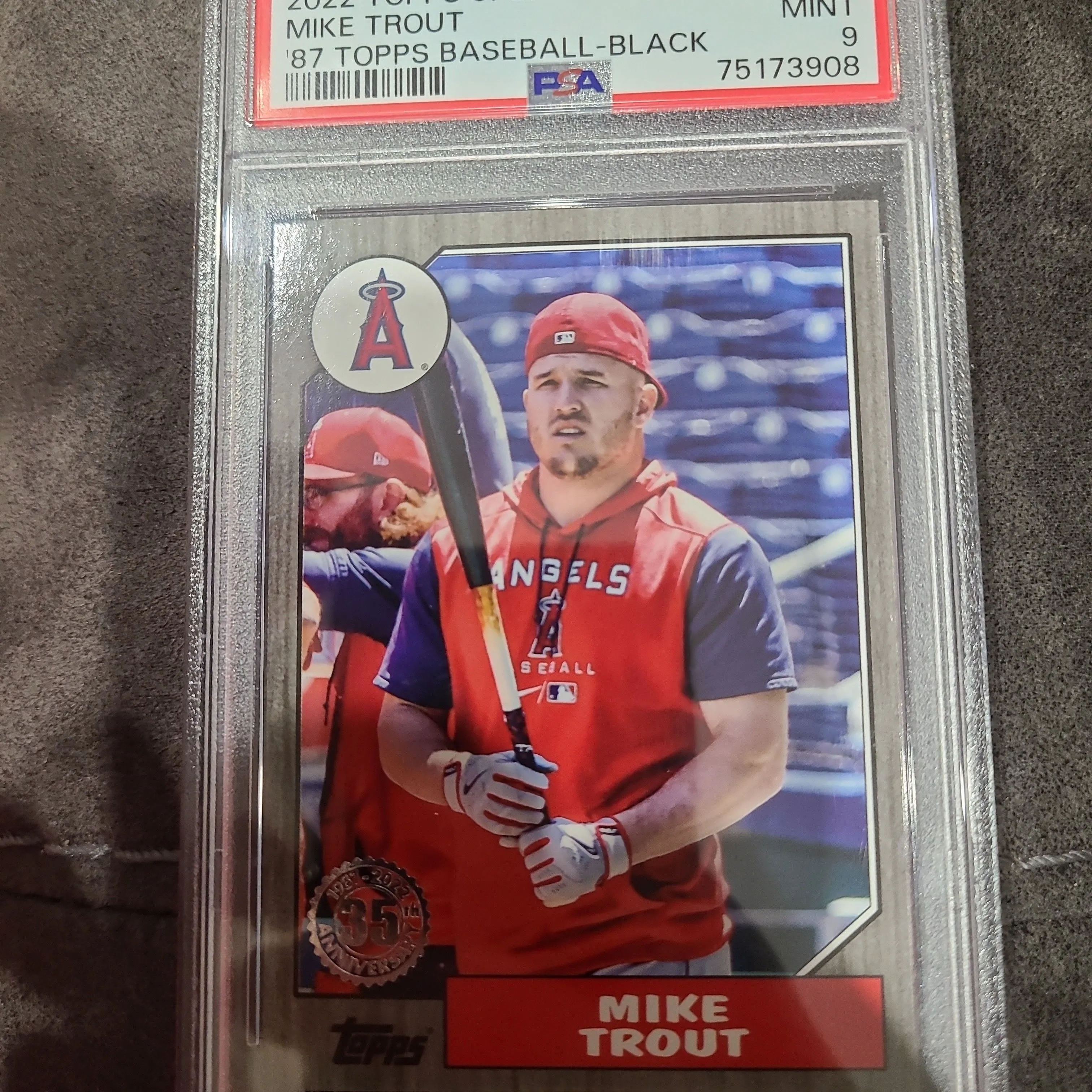 Product image for 2022 Topps Update 1987 Topps Baseball Mike Trout 87TBU1 '87 Topps Baseball-Black PSA MINT 9