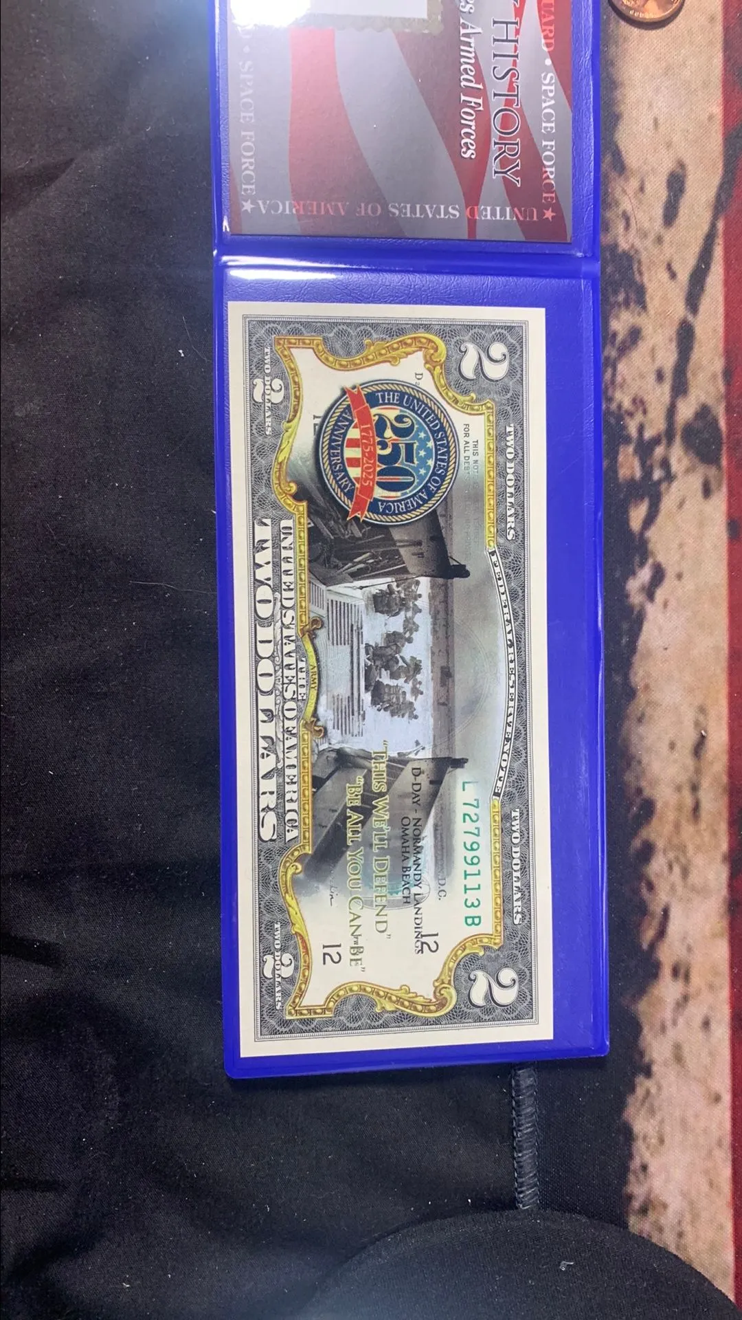 Product image for Celebrating Military History $2 colorized bill U.S. Bank Note