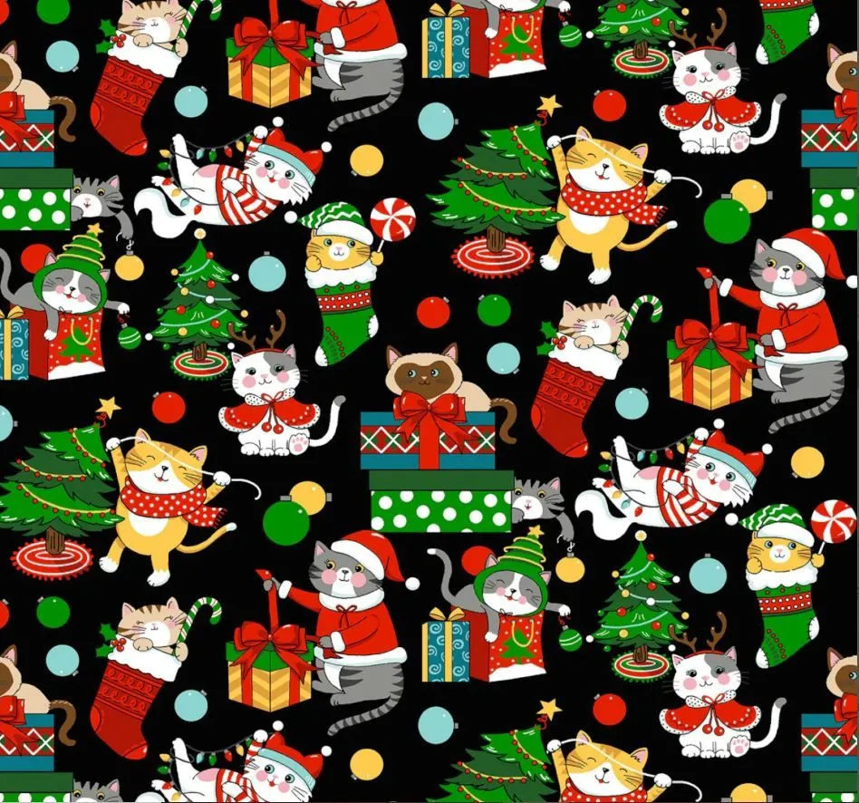 Product image for Yule Cool by Freckle and Lollie Cat Nip Christmas- By the Yard