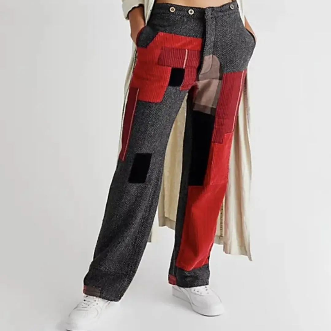 Product image for NWT/ Sandrine Rose Pants vs SR x Free People Worker Patch Homemade Pant Upcycled Austin/ Sz 28