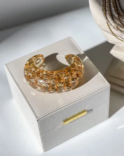 Product image for Chanel Lucite & Gold Chain Dome Cuff Bracelet