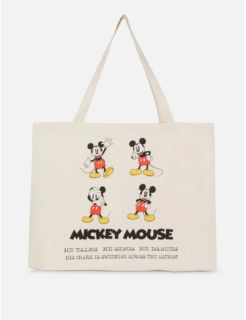 Product image for Disney Primark Mickey Mouse Canvas Tote ‘He Talks He Sings He Dances….’