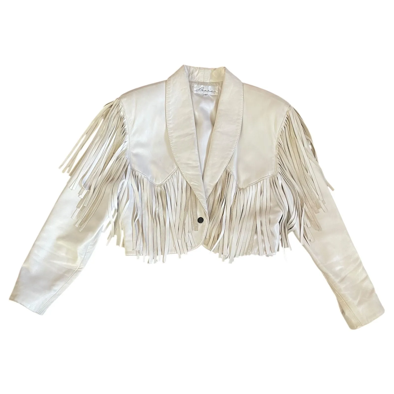 Product image for 1980s Cropped Leather Fringe Jacket, Super Soft!  B up to 38” Marked S