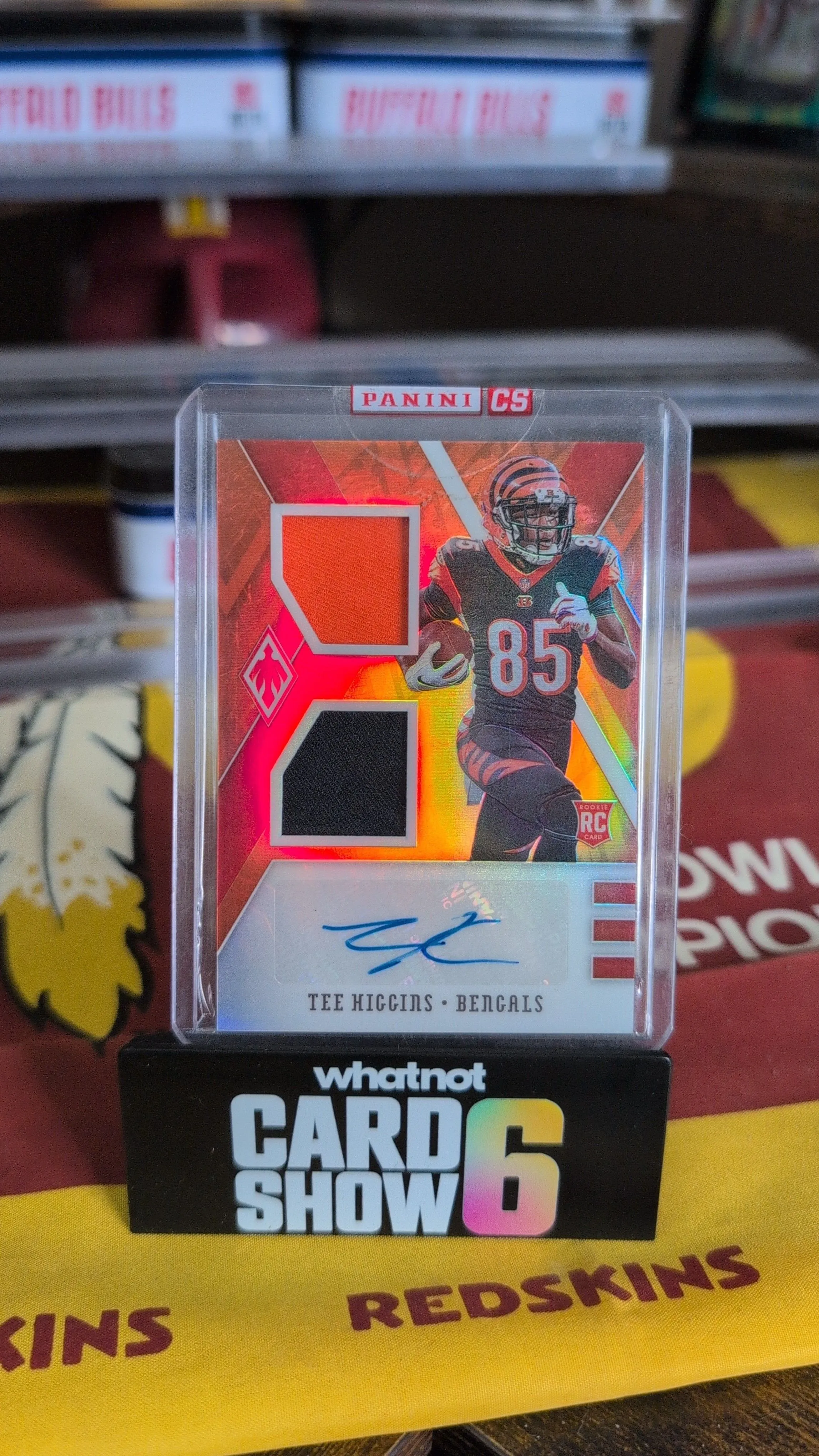 Product image for Tee Higgins Phoenix orange color match dual patch RPA 24/50 Panini sealed