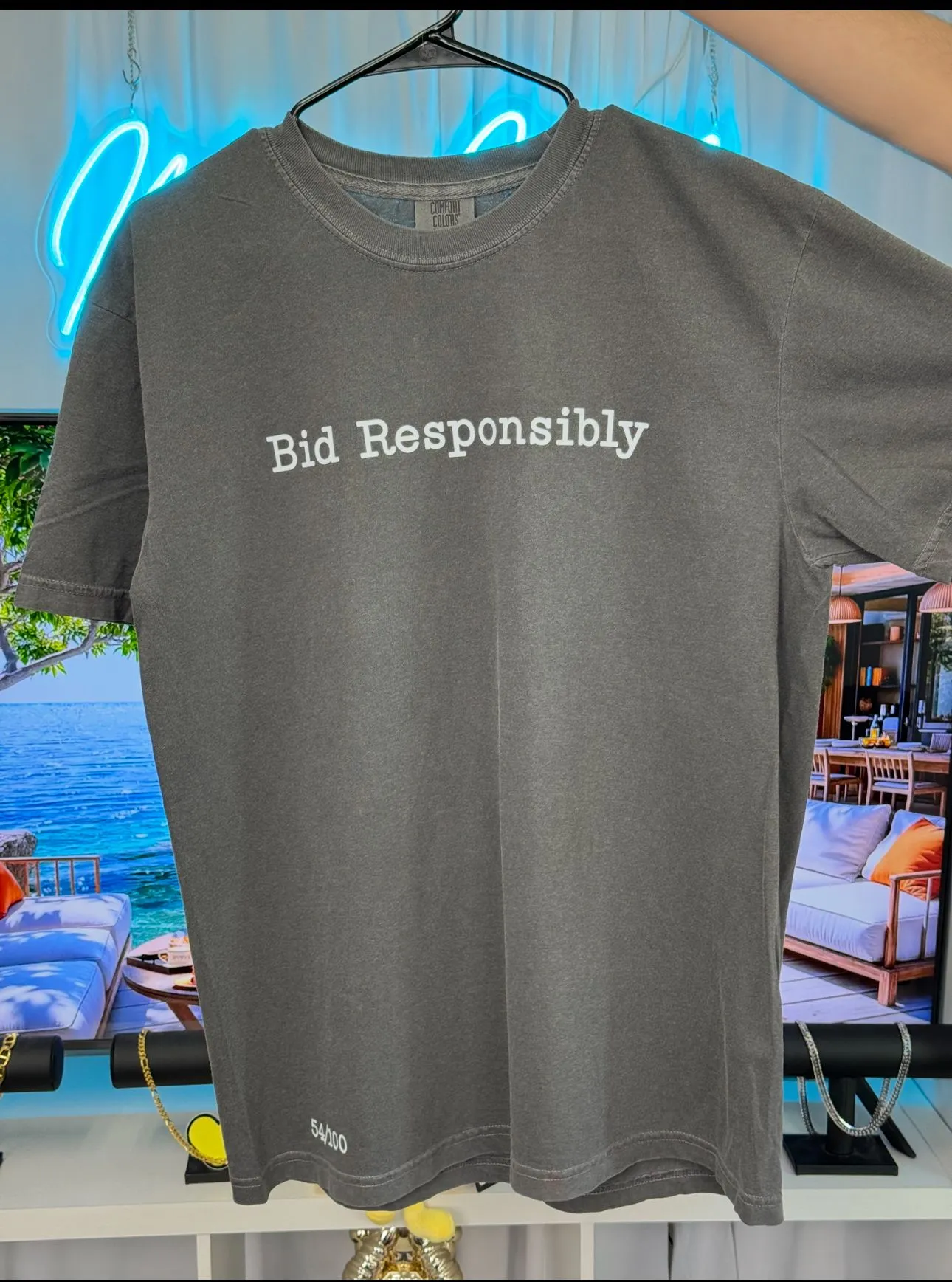 Product image for 🤯LIMITED MERCH🤯”Bid Responsibly” T Shirt Size 2XL (numbered out of 100)
