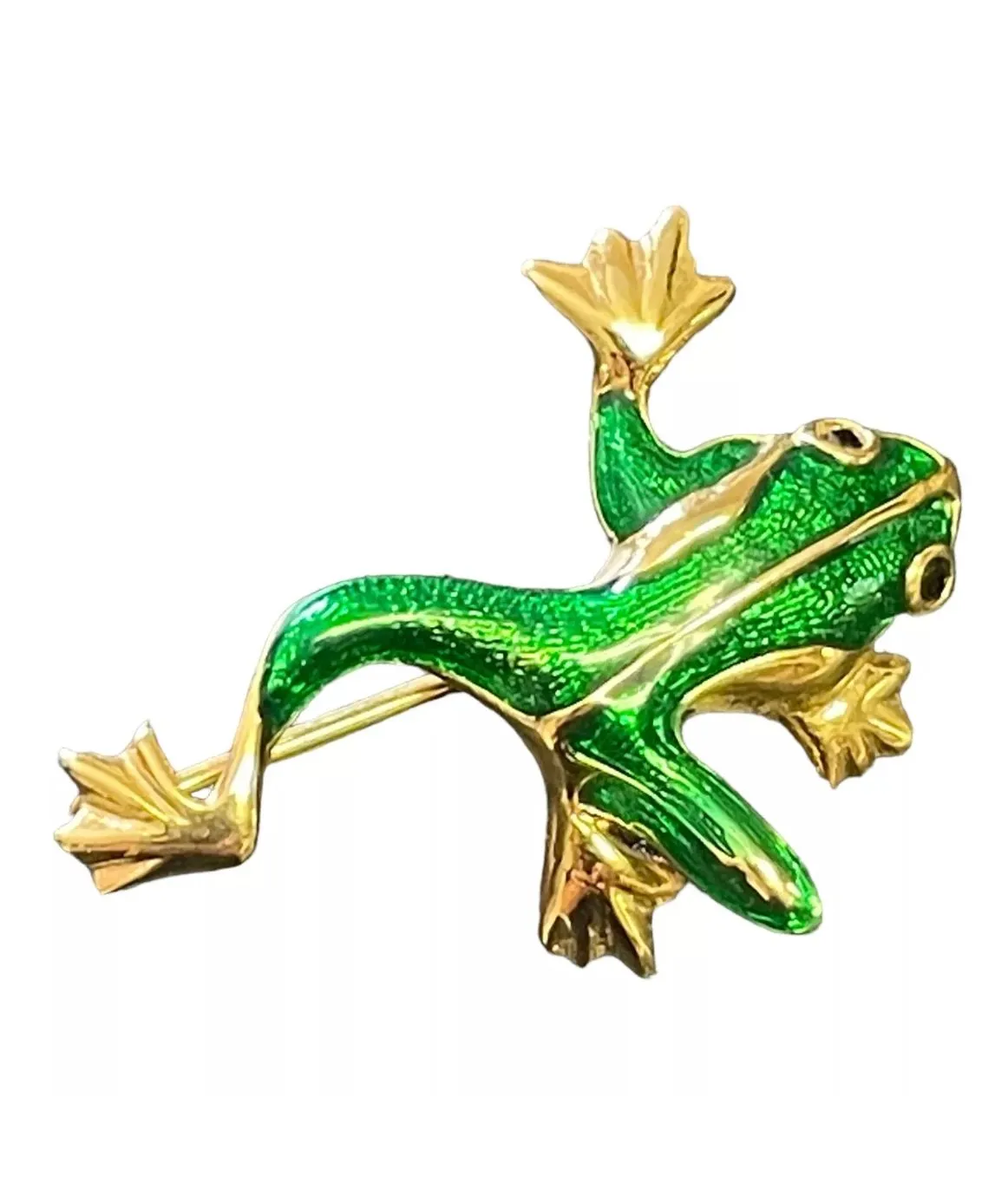 Product image for Vintage MFA MUSEUM of FINE ARTS Gold-Tone Green Enamel Frog Brooch Pin