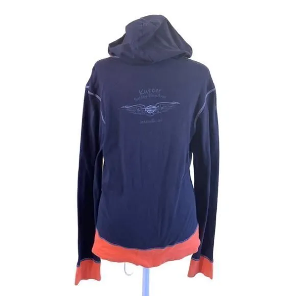 Product image for Women’s Harley Davidson Black Orange Zip Up Hoodie Size L
