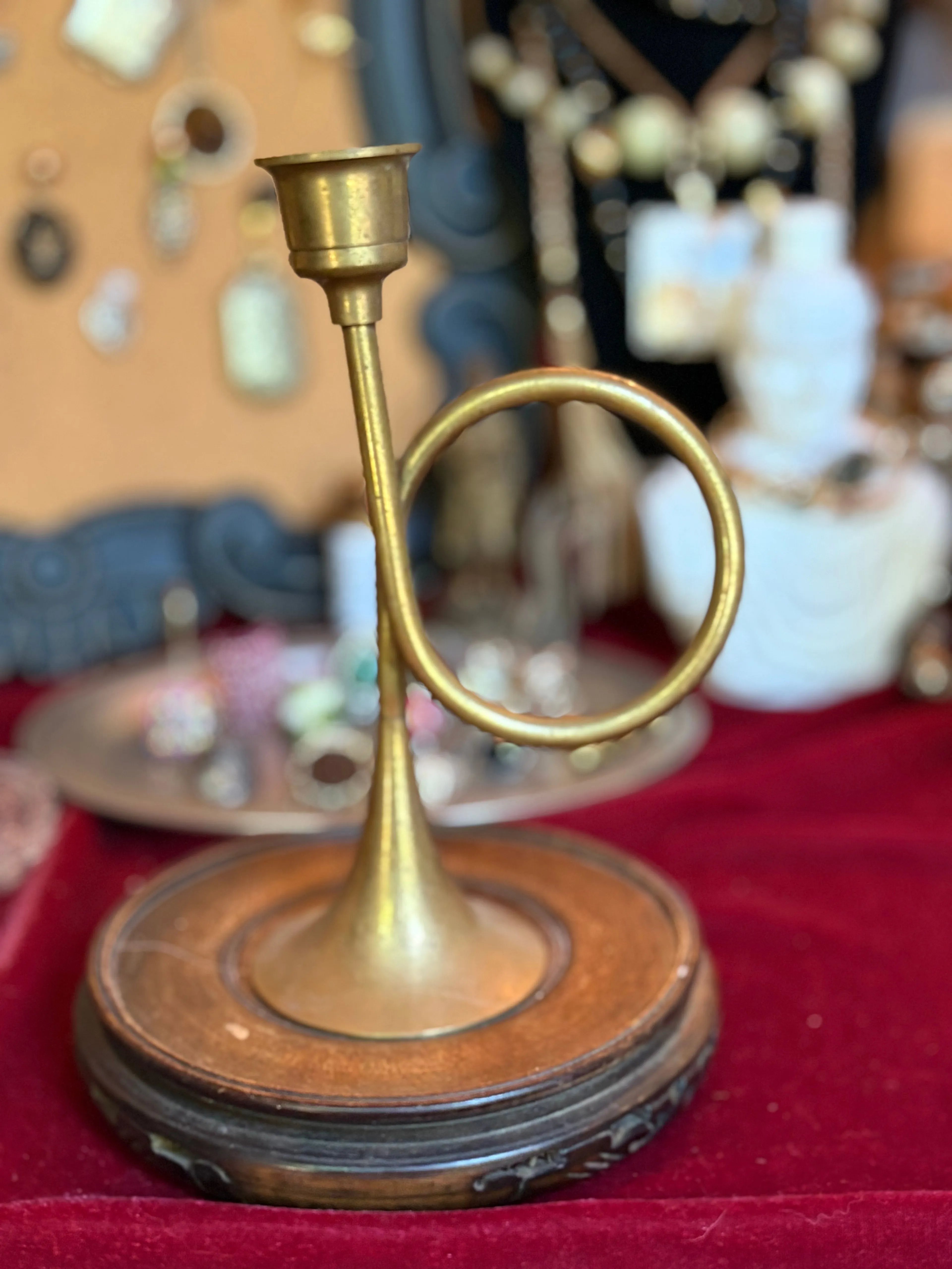 Product image for Vintage Brass Trumpet Candle Holder