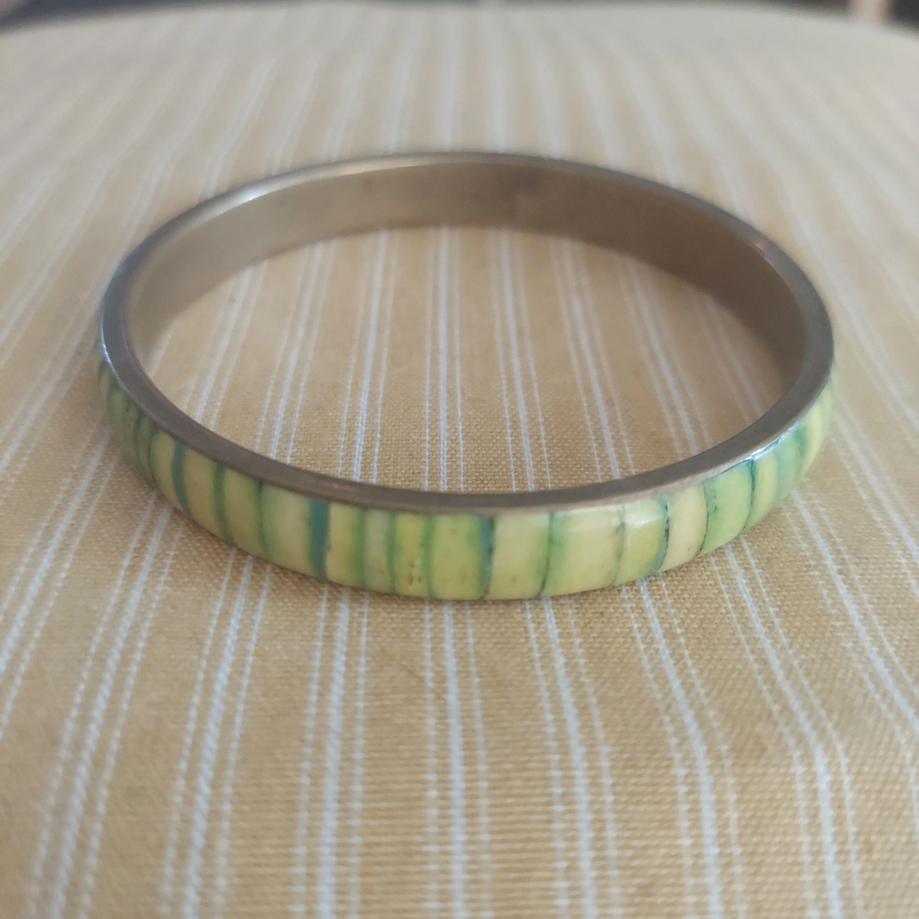 Product image for green and brass bangle bracelet