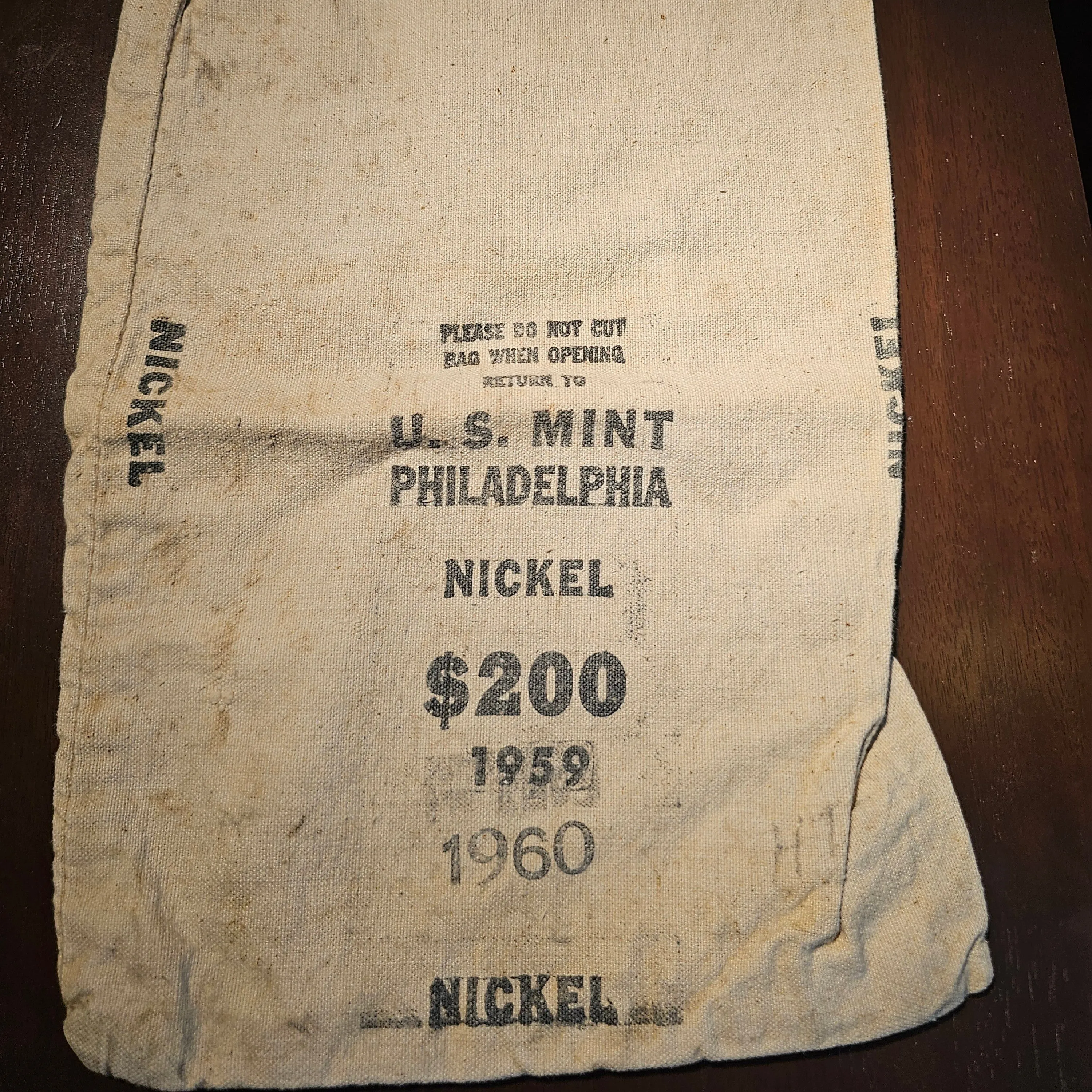 Product image for US Mint Philadelphia $200 nickle bag 1959 - 1960
