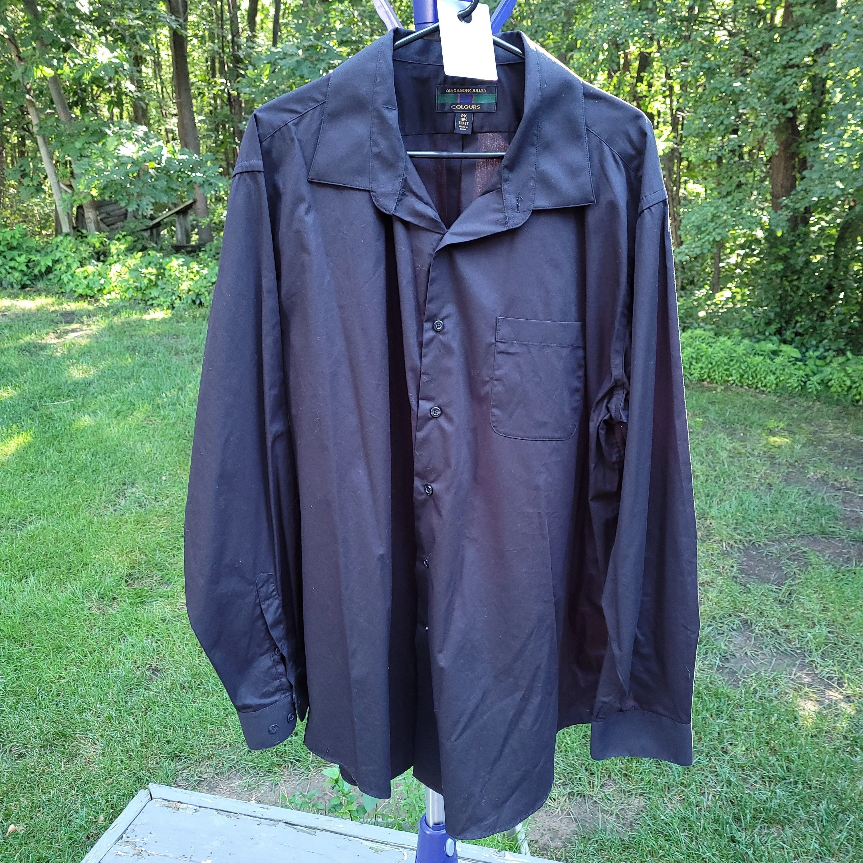 Product image for #343 Alexander Julian 2X 18.5 36/37 Black Button-up Shirt