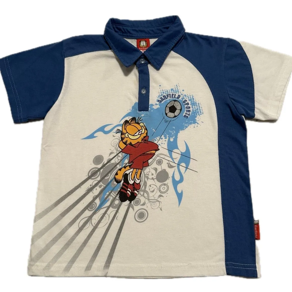 Product image for Vtg Garfield Sports Soccer Collared T-Shirt Size 5-6