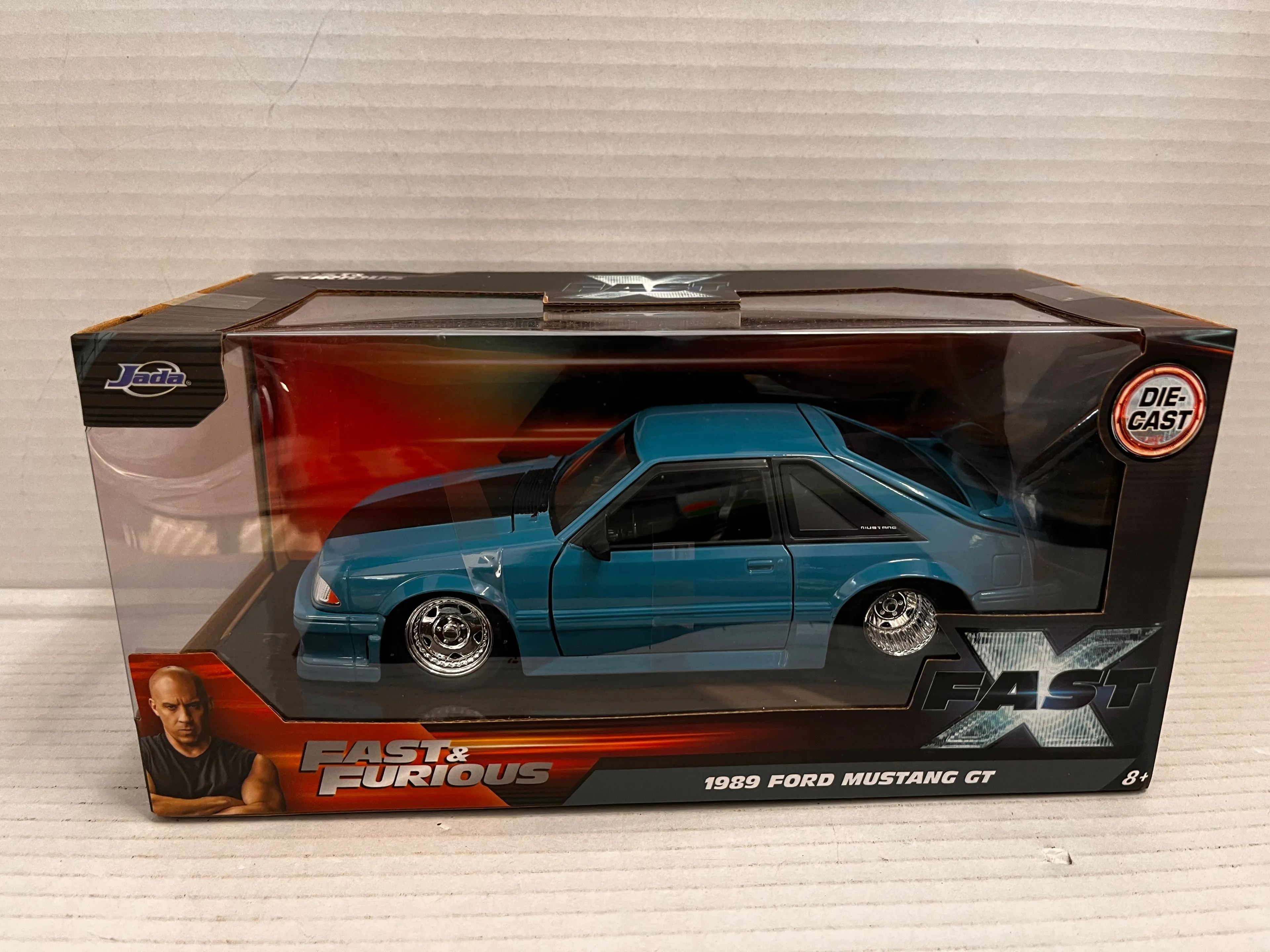 Product image for Jada 1:24 Fast & Furious Jakob's 1989 Ford Mustang GT Blue Diecast Car