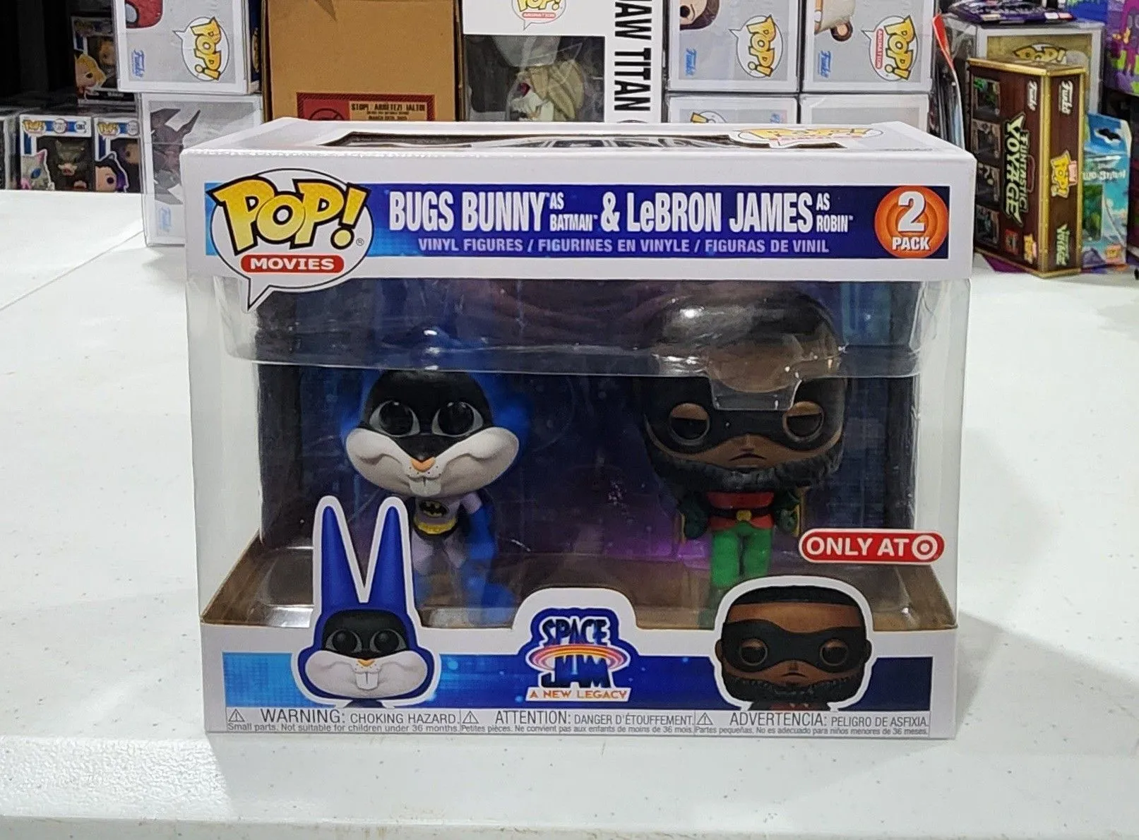 Product image for Funko Pop Bug Bunny As Batman & Lebron James As Robin Target 2-Pack +Protector