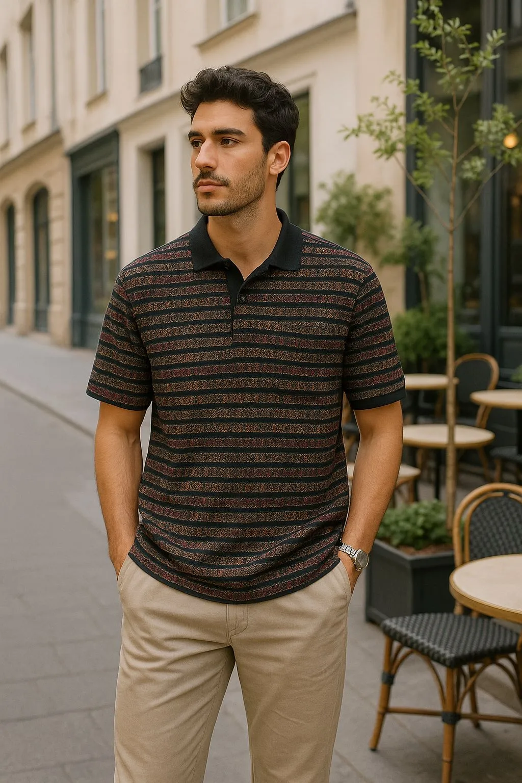 Product image for Emme Uno Polo Shirt Men’s XL Made in Italy Vintage 90s Style Bold Striped Knit