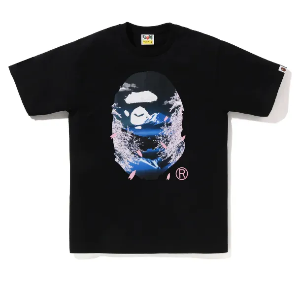 Product image for XXL - Bape Ape Head Sakura Photo Tee SS25 Black