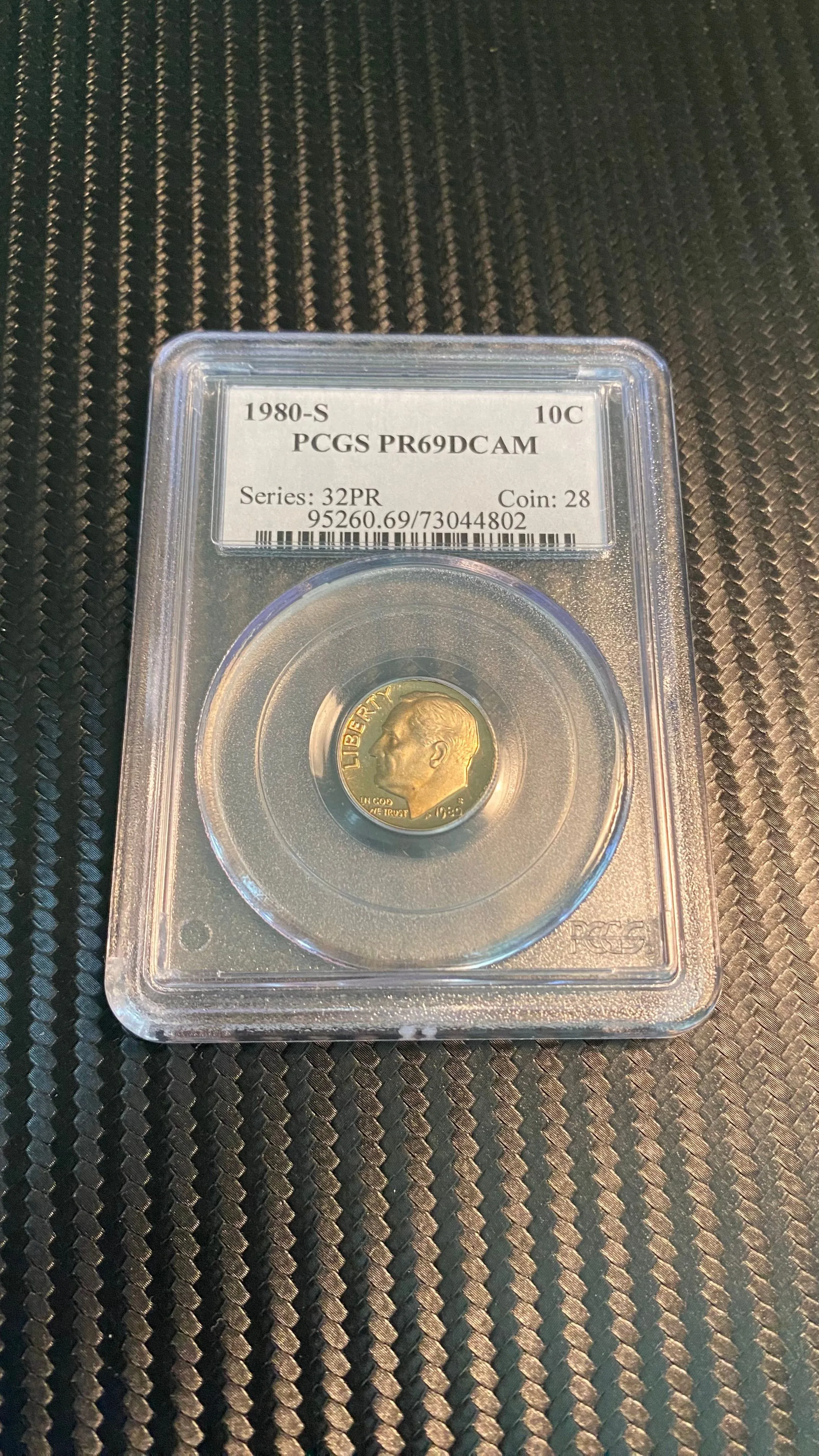 Product image for 1980-S ROOSEVELT DIME PCGS PR69DCAM GOLD TONED