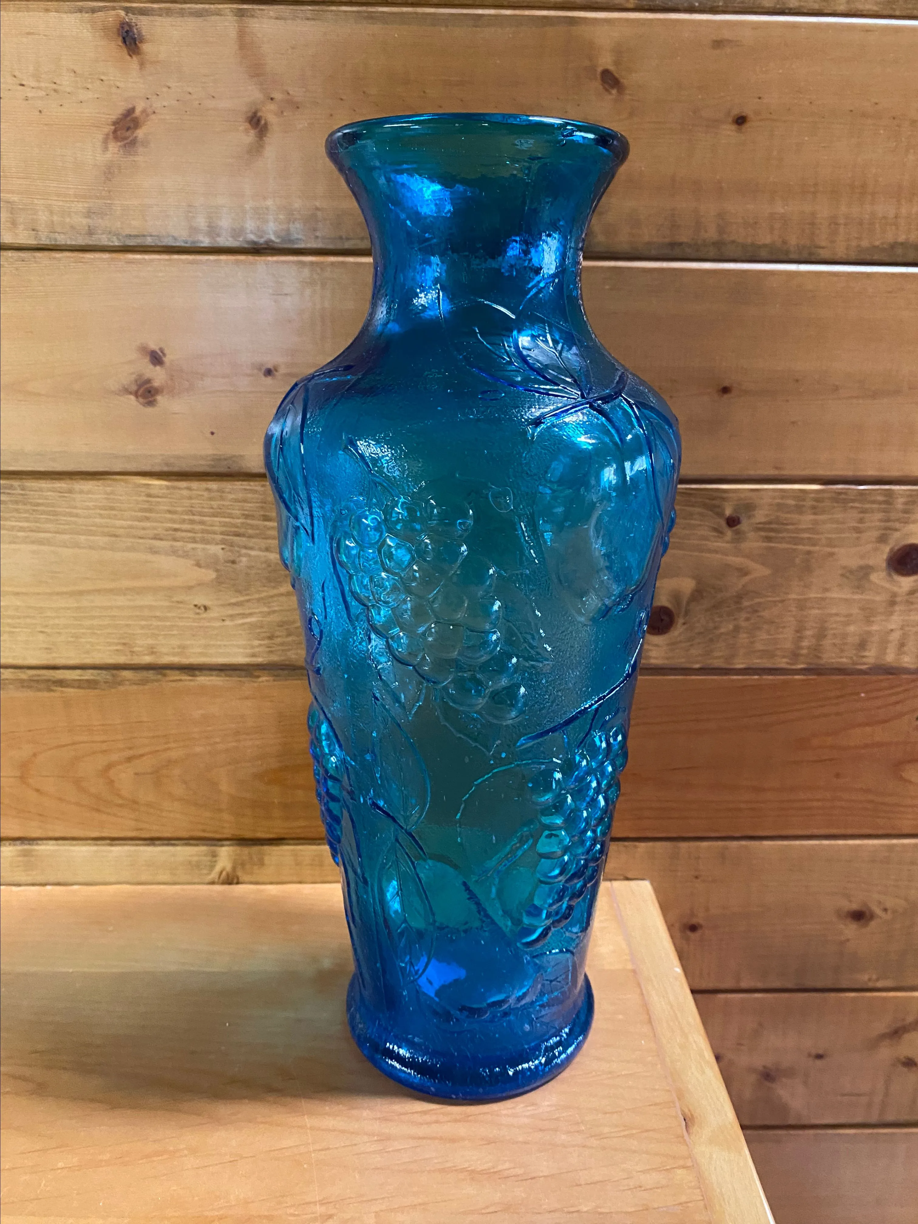 Product image for Empoli Italian Glass Vase Embossed Fruit Turquoise