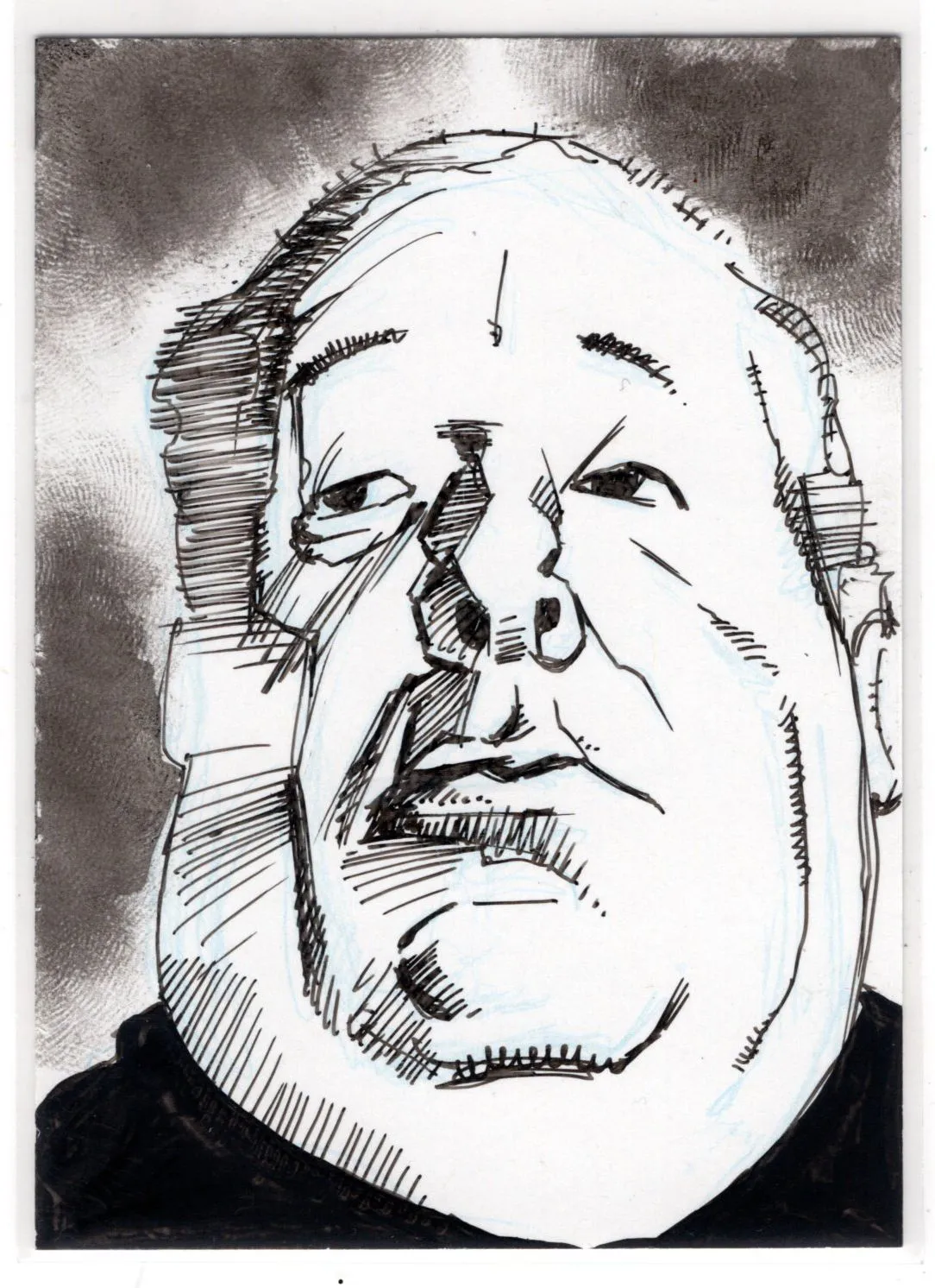 Product image for An ORIGINAL b&w Art on Sketch Card! Alfred Hitchcock