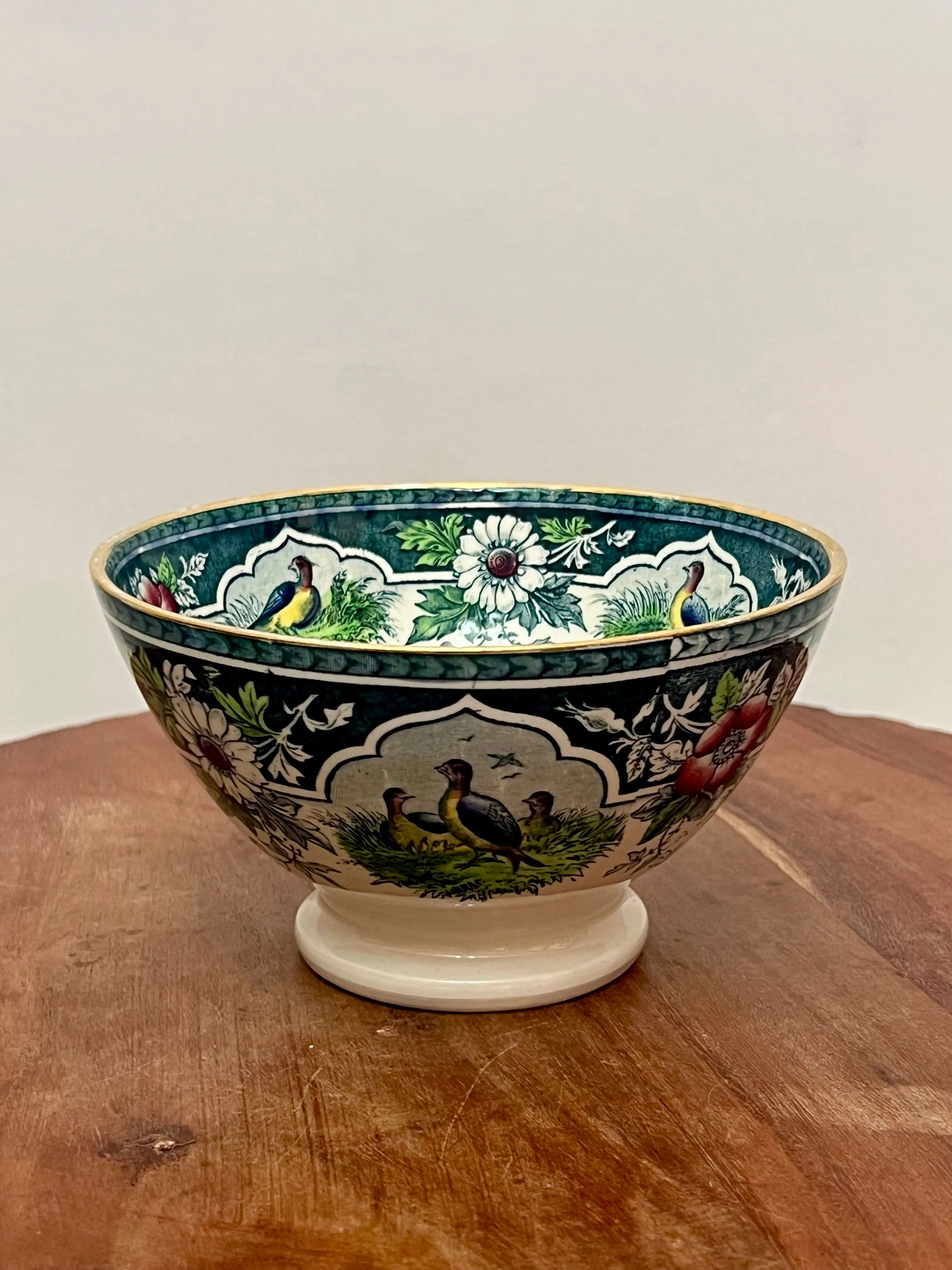 Product image for Antique PV France Blue Green Quail Footed Bowl