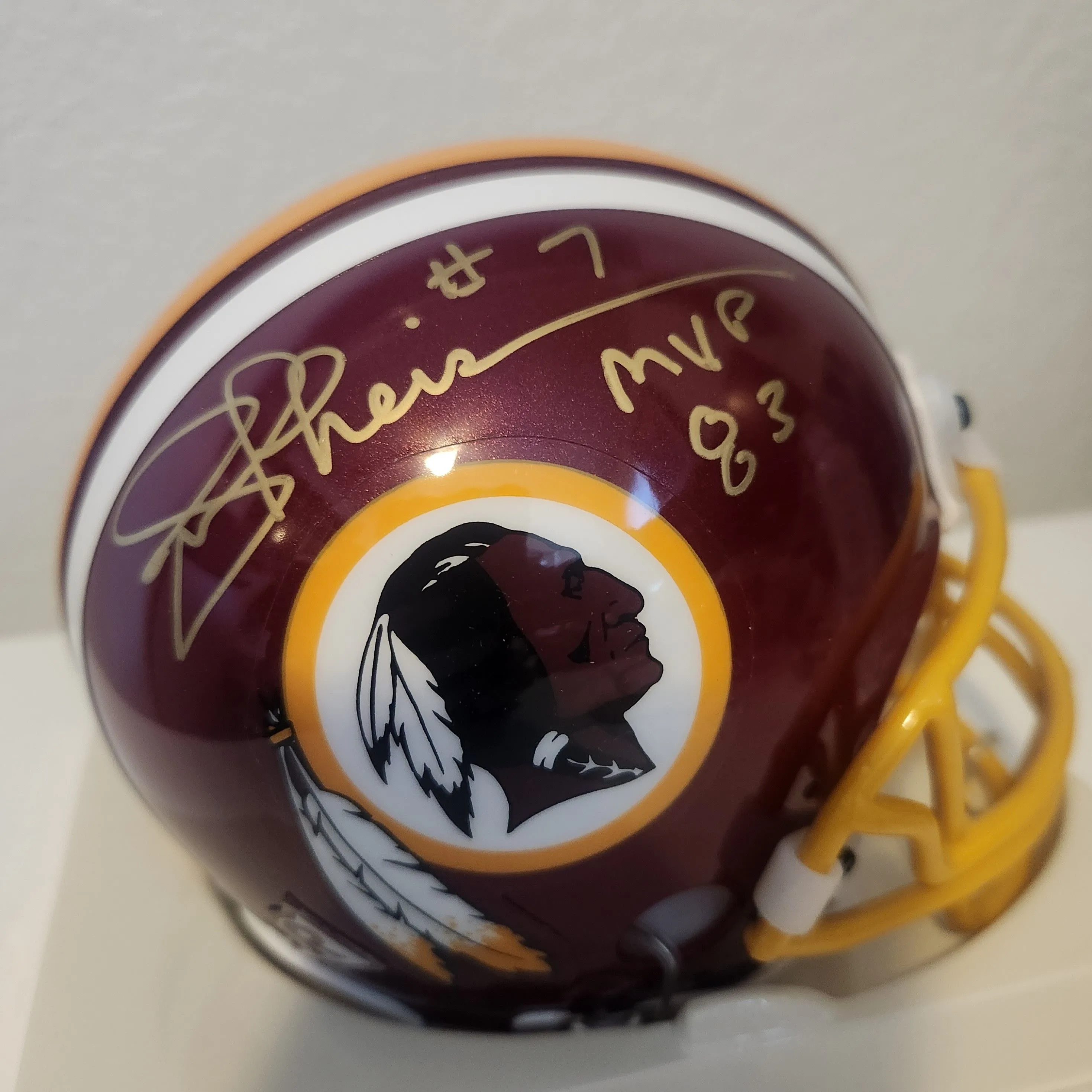 Product image for MH - Joe Theismann Signed Mini Helmet MVP 83