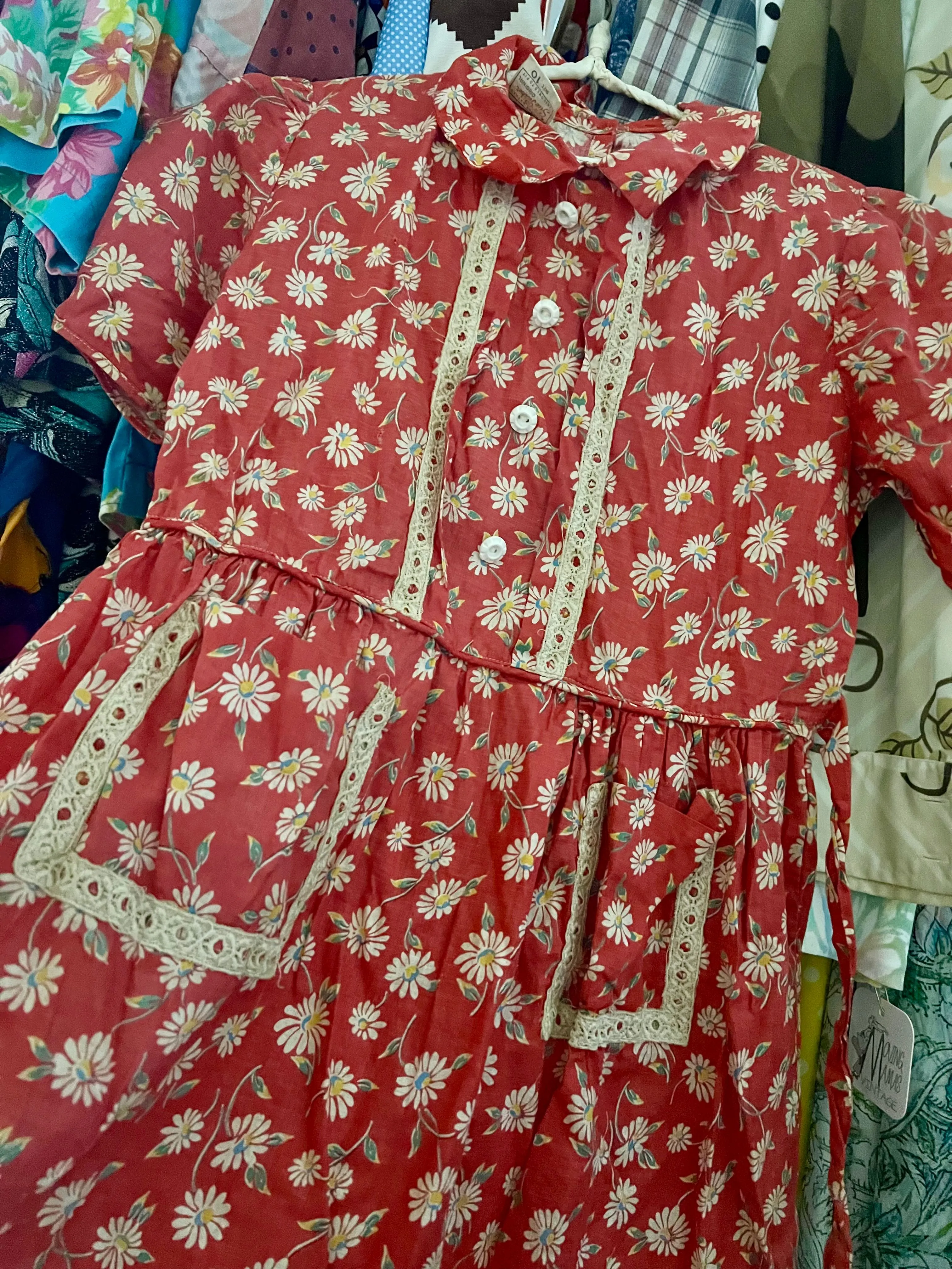 Product image for 021. 1930s Deadstock kids vintage cotton dairy dress/sz10