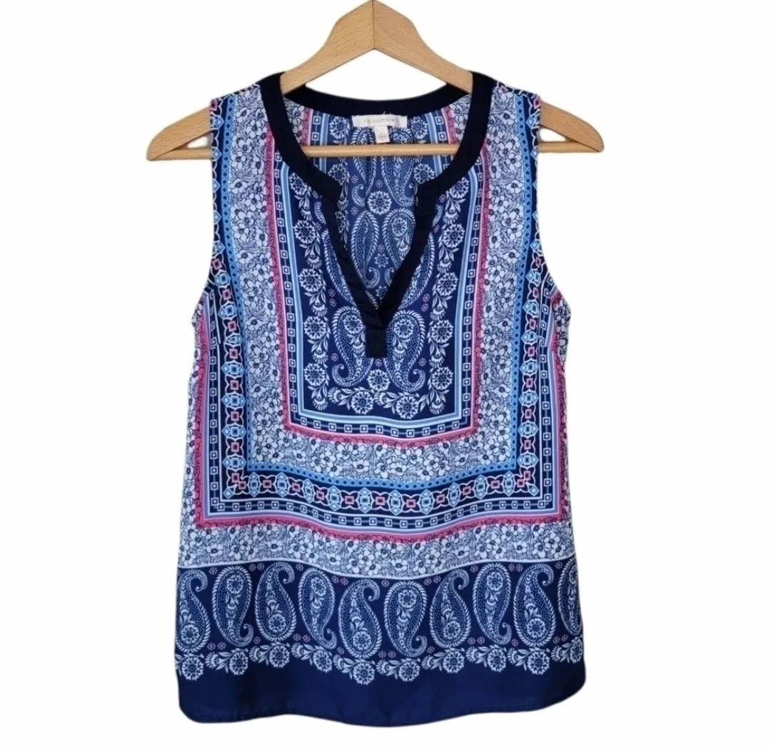 Product image for 009. Skies Are Blue | Blue Pink White Scarf Print Tank