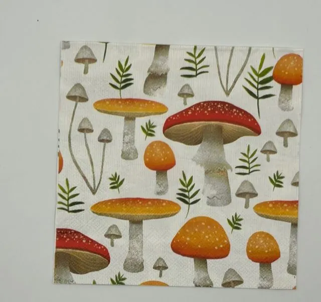 Product image for Red & Orange Mushroom Napkins Set of 4 