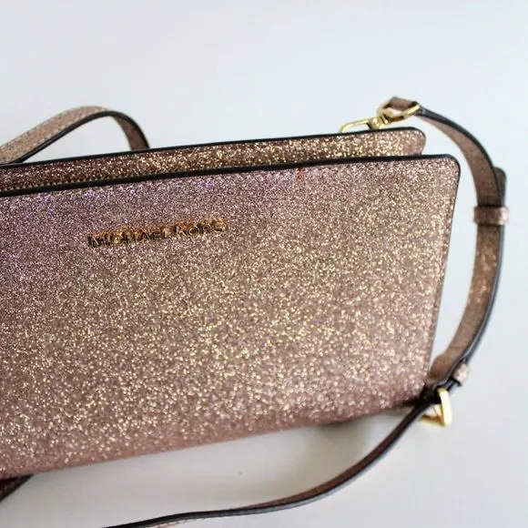 Product image for NWT Michael Kors Rose Gold/Champagne Convertible Clutch and Cross Body Purse
