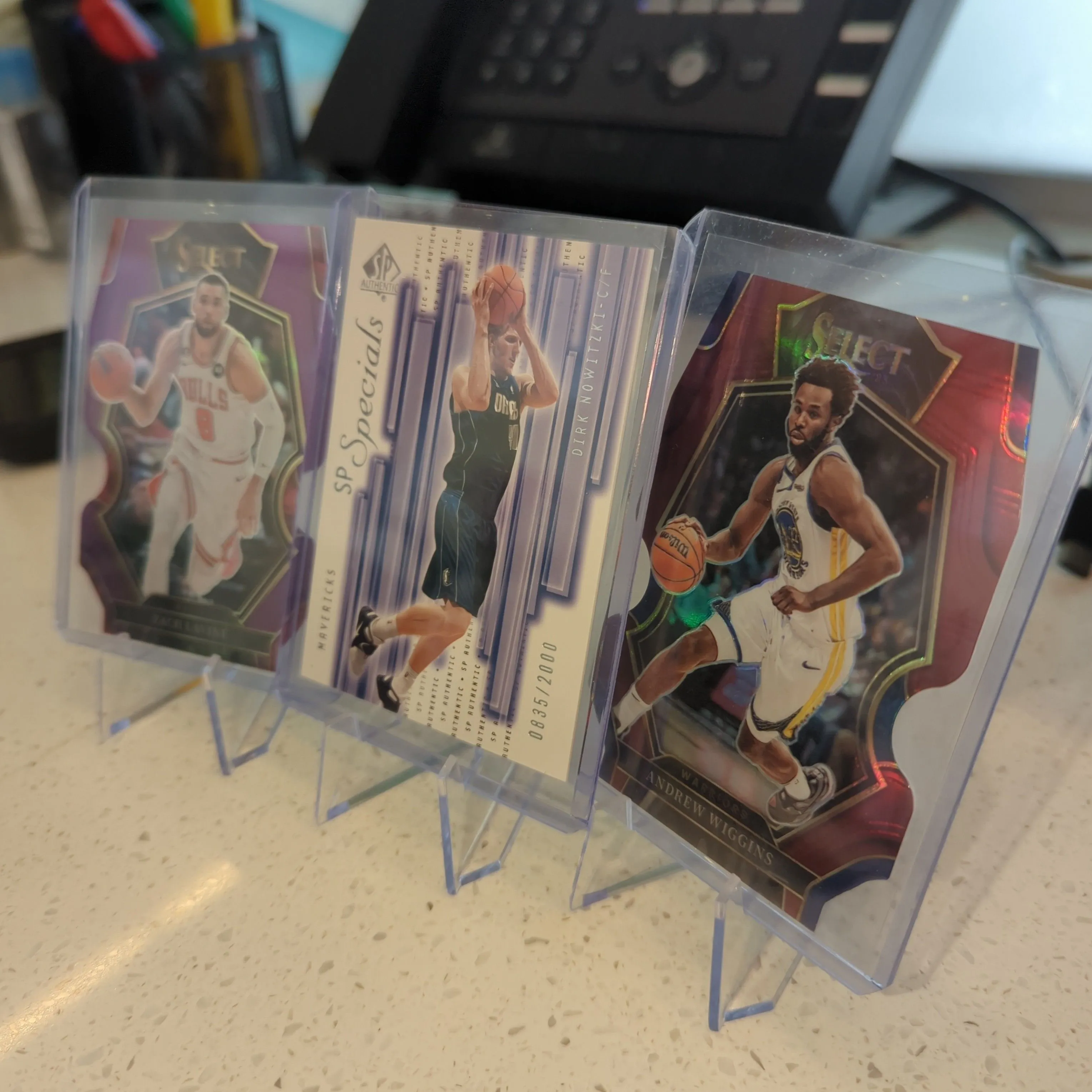 Product image for 3 Card Lot Dirk Nowitzski, Andrew Wiggins, and Zach Lavine