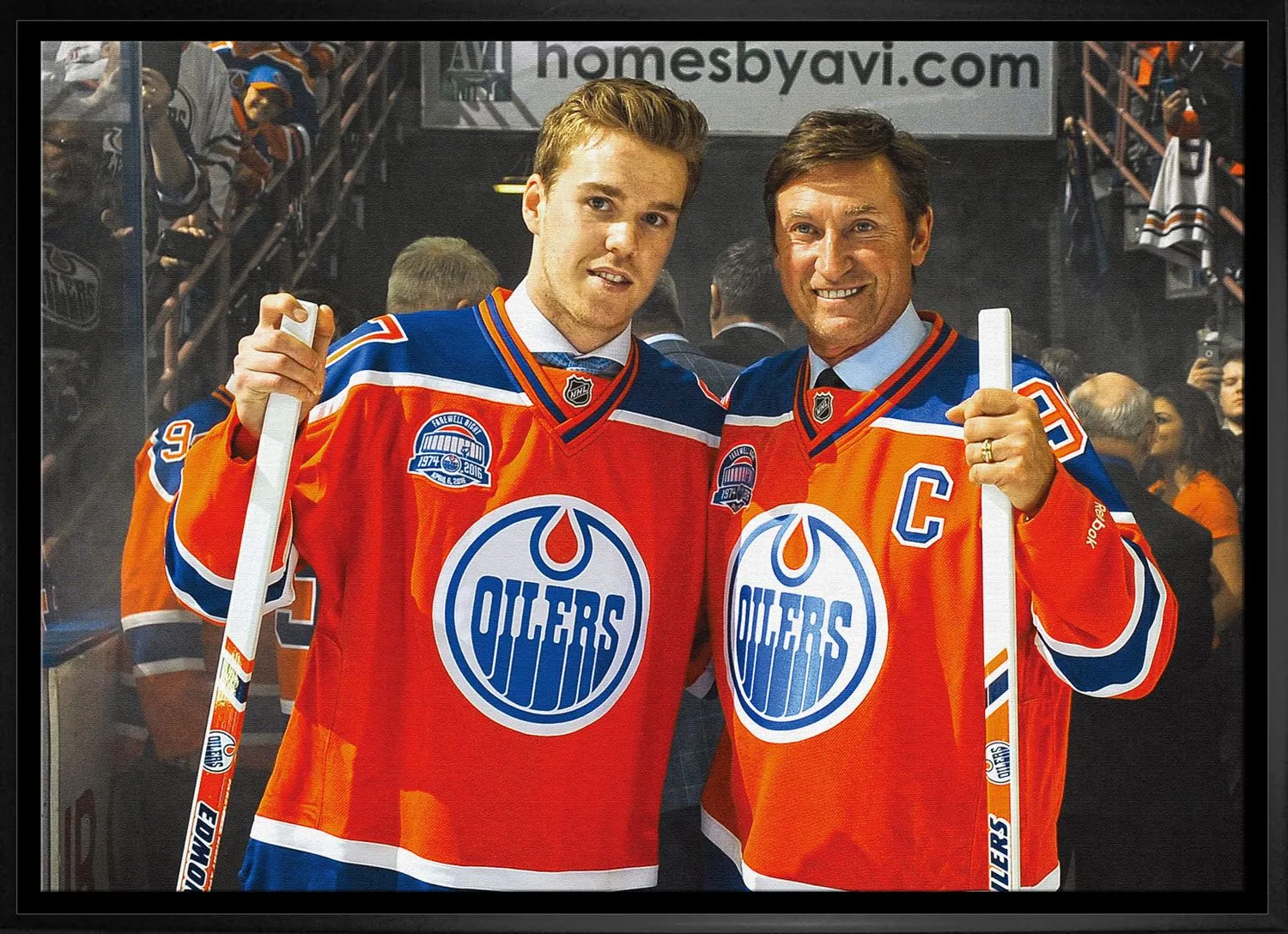 Product image for Wayne Gretzky & Connor McDavid Framed Canvas - Edmonton Oilers