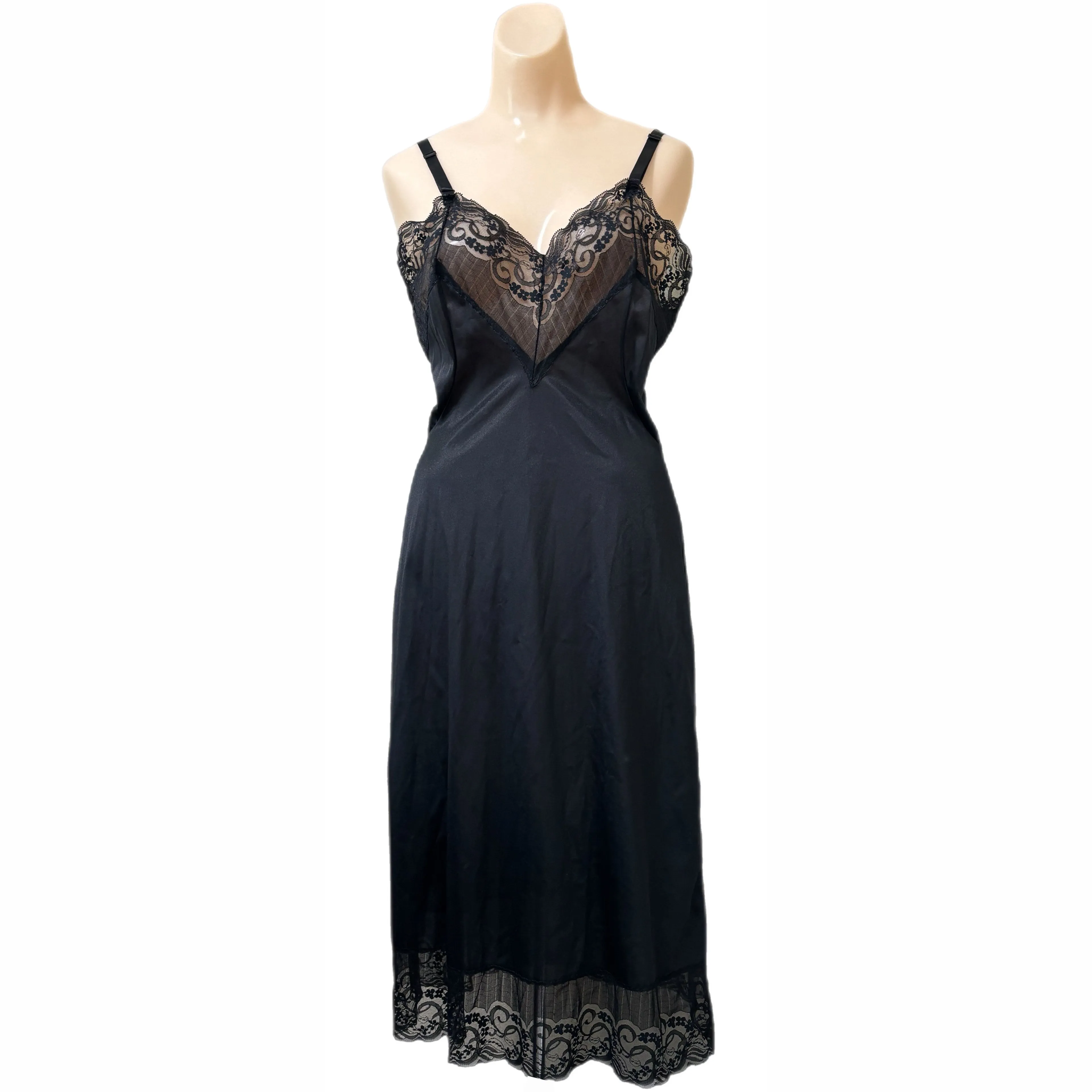 black formal dress with slit Black Slip Dress Sheer Embroidered Satin Strappy Mini Dress UK 10-12 – Newd main image 1