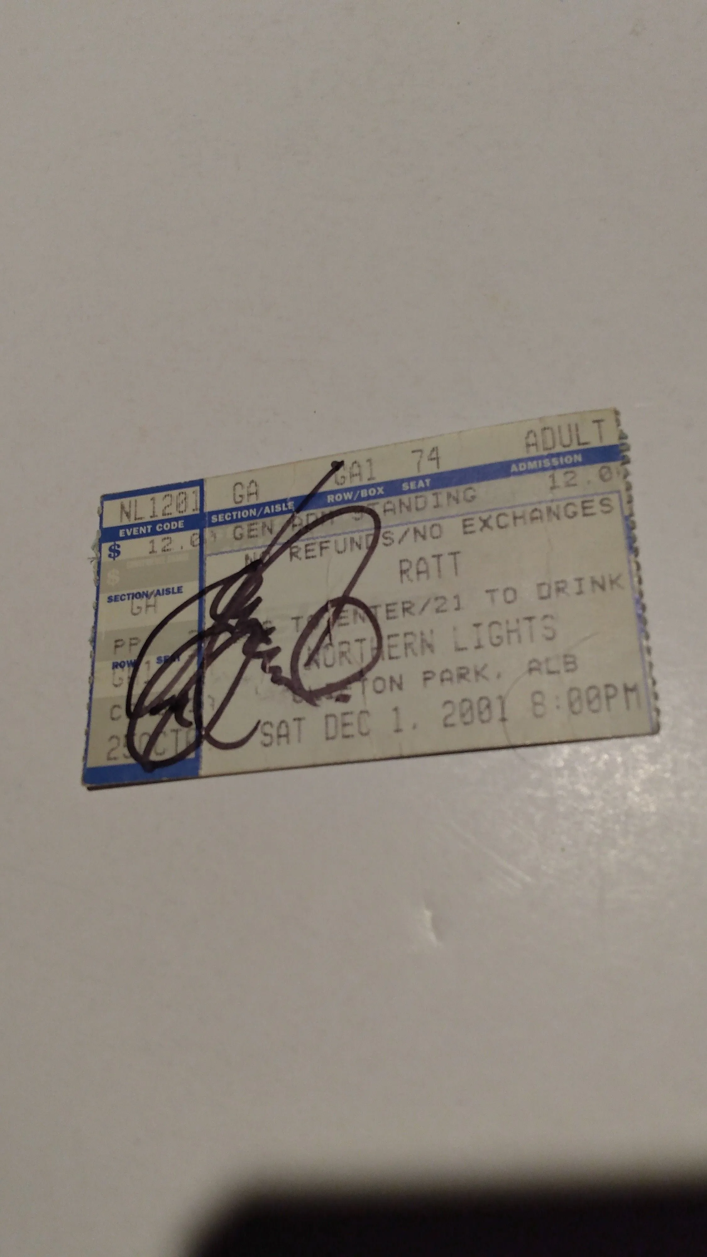 Product image for autographed used ticket , Ratt , Love Hate ,etc . og 