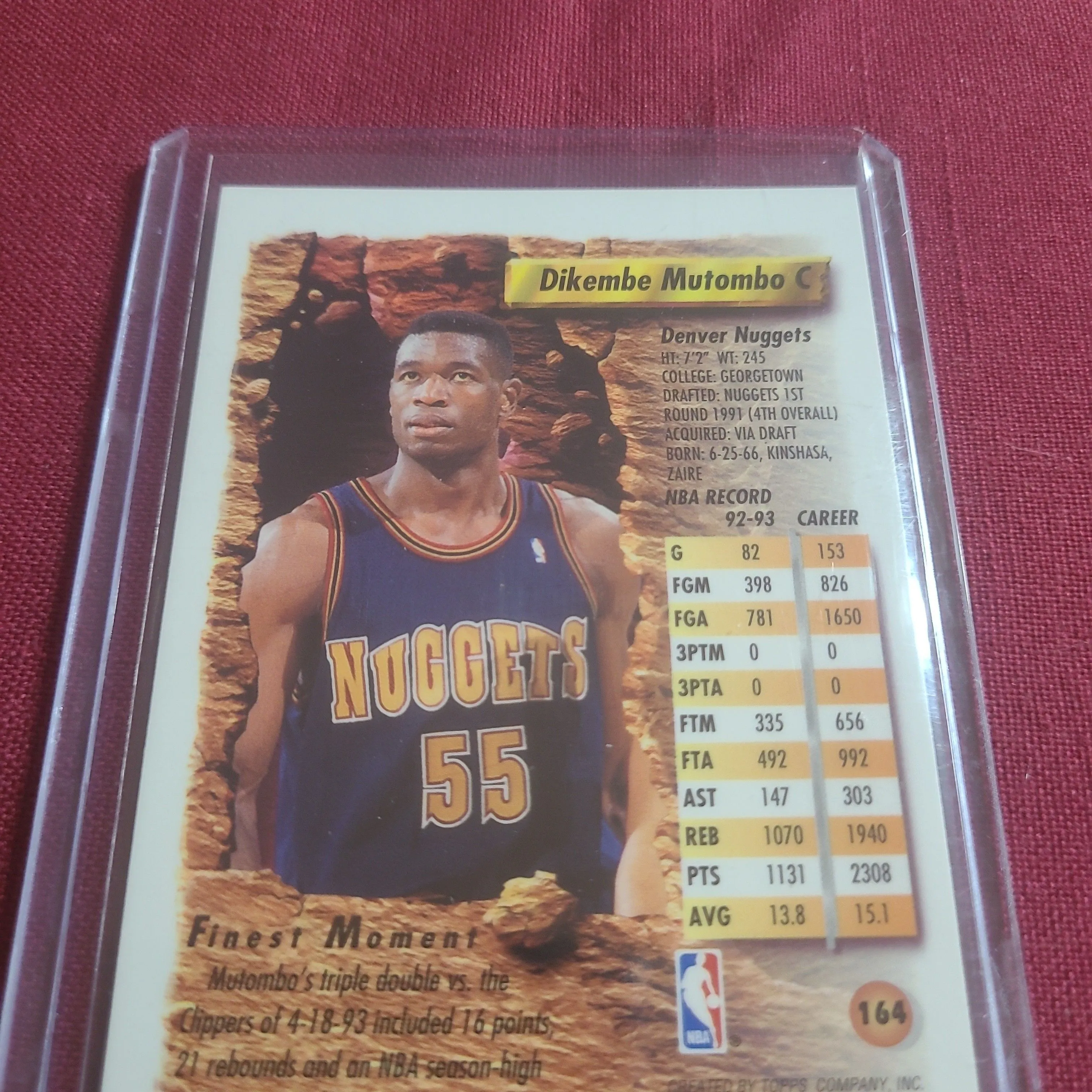 Product image for TOPPS FINEST 1994-ALONZO MOURNING-DIKEMBE MUTOMBO REFRACTORS 