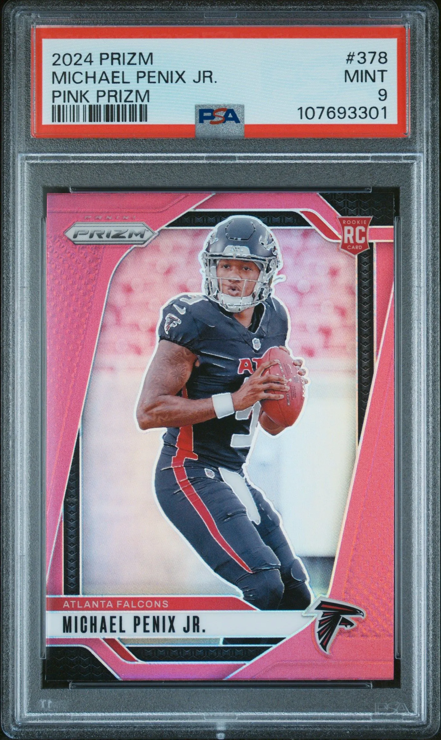 Product image for Michael Penix Jr. 2024 Panini Prizm RC #378 Pink Prizm PSA 9 Mint - QB