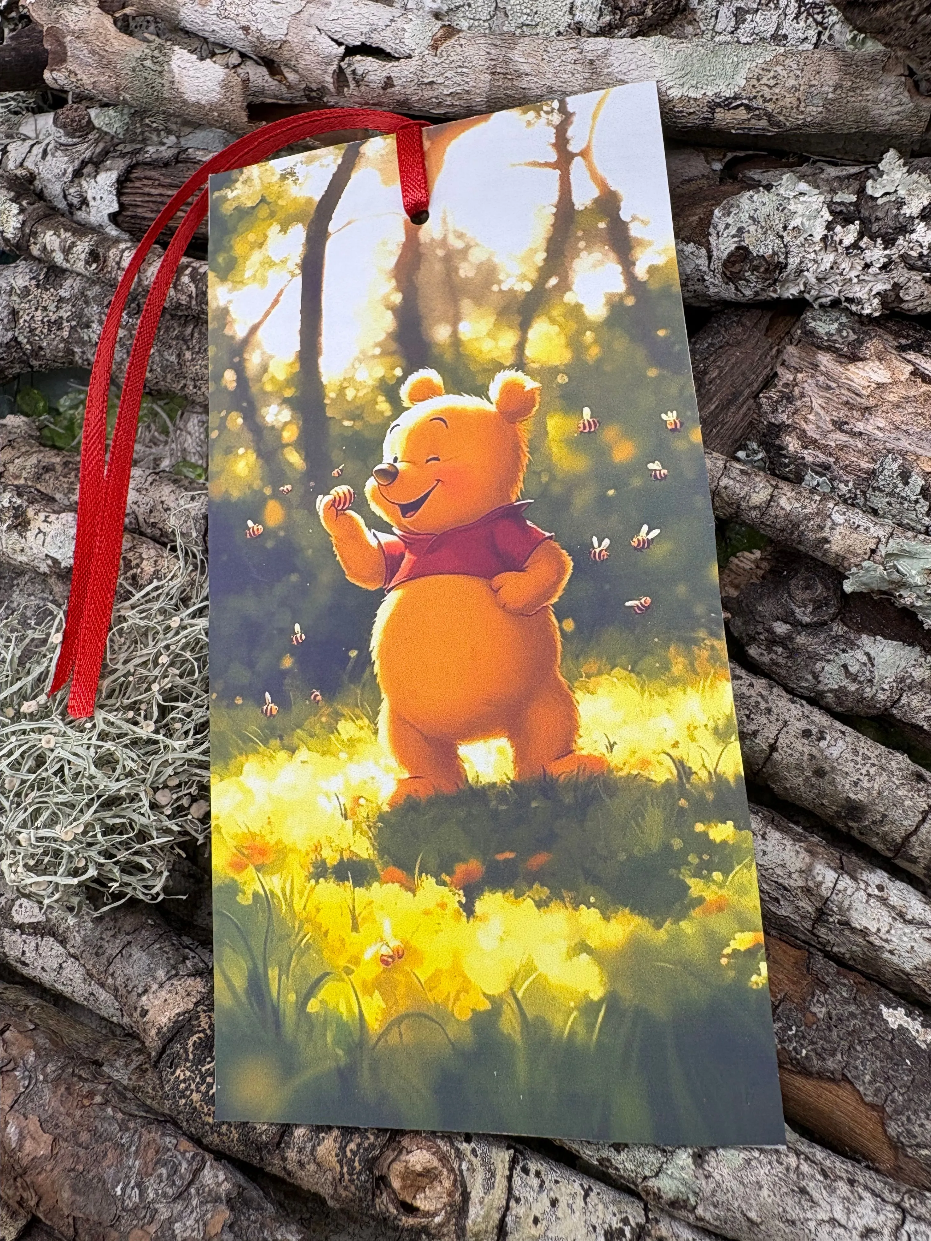 Product image for 6x3 watercolor thick card stock bookmark with satin ribbon