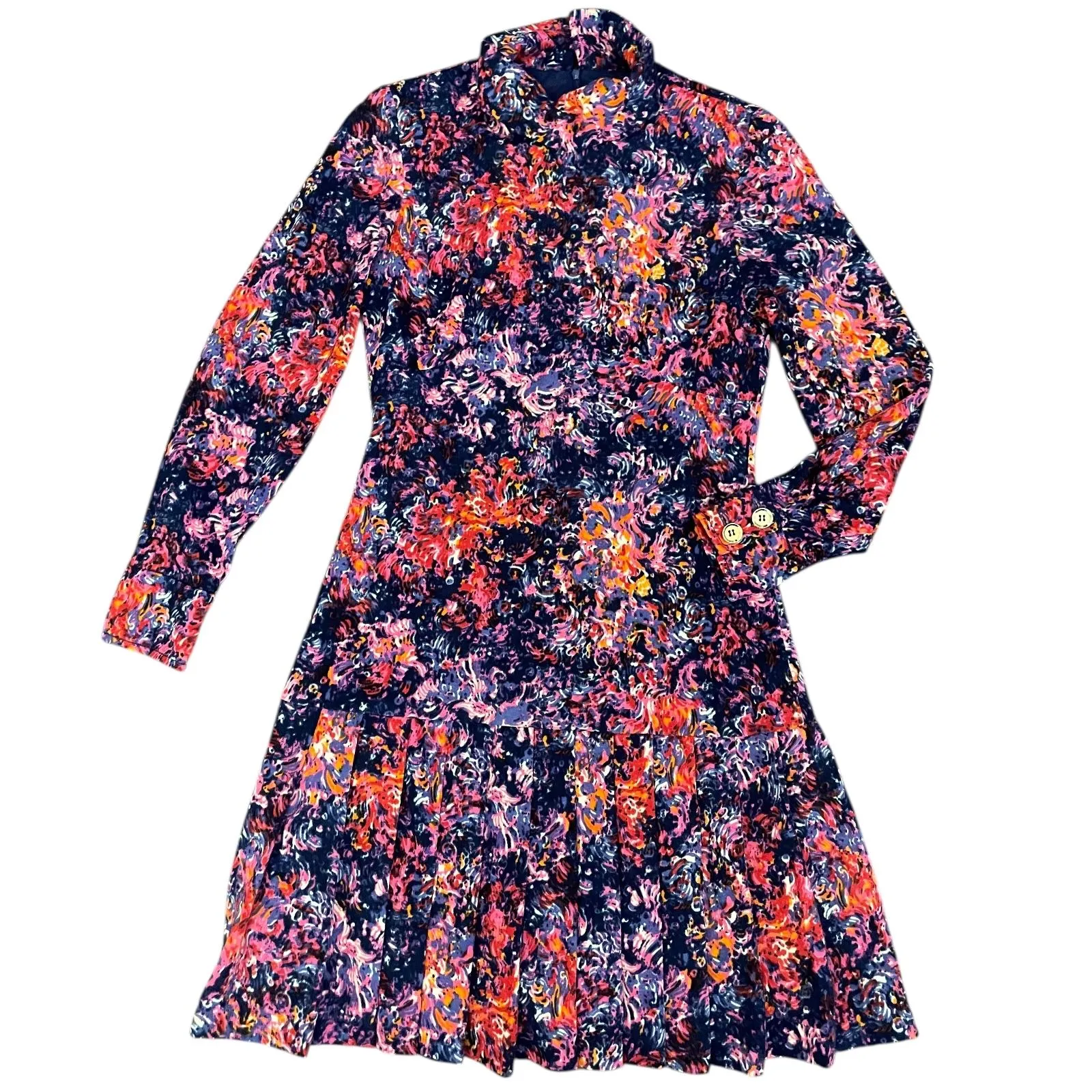 Product image for 1960s Dropwaist Pleated Psychedelic Dress by Courtelle