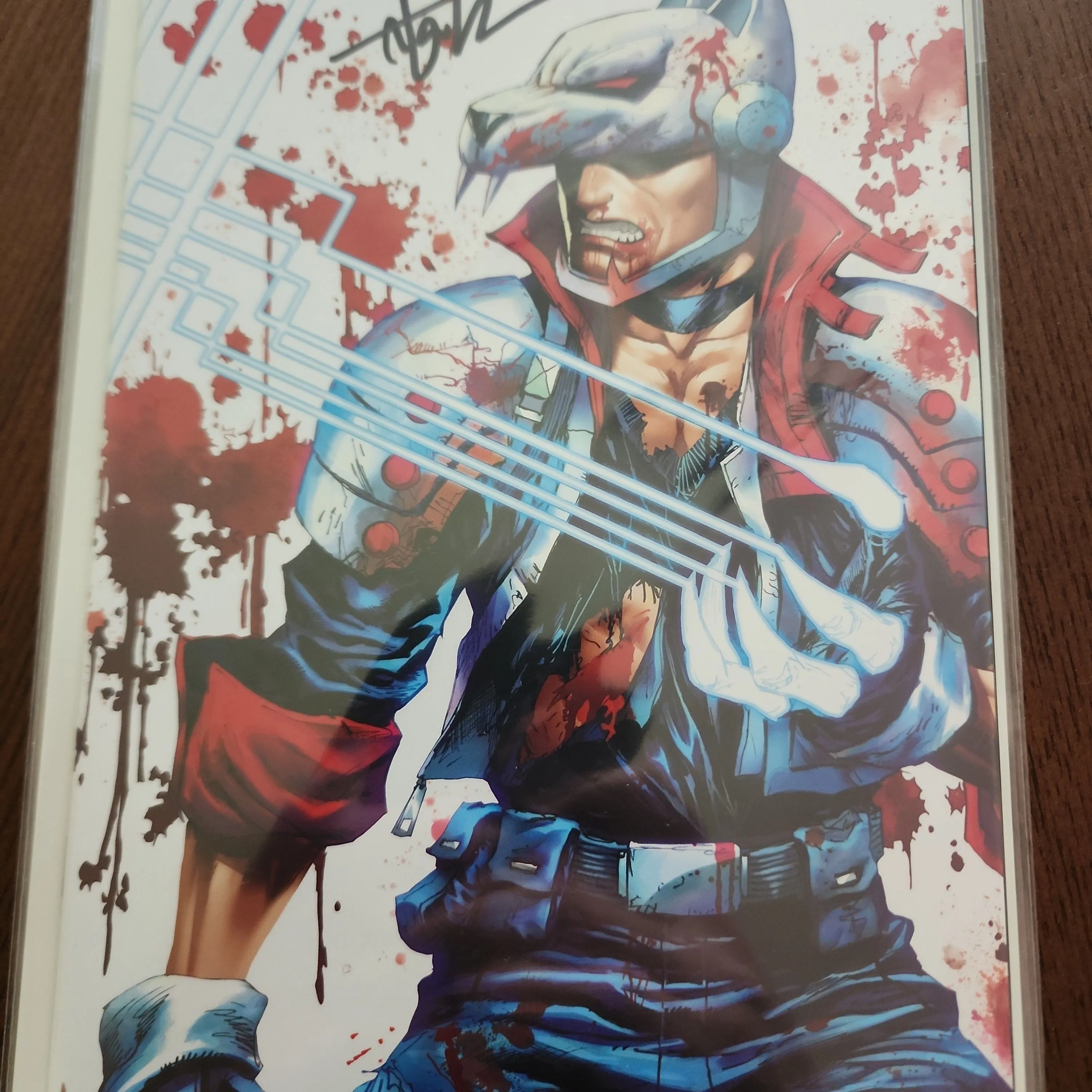 Product image for Ninja Funk #1 Virgin Lazerwolf Battle Damage Signed by Tyler Kirkham w/ coa.