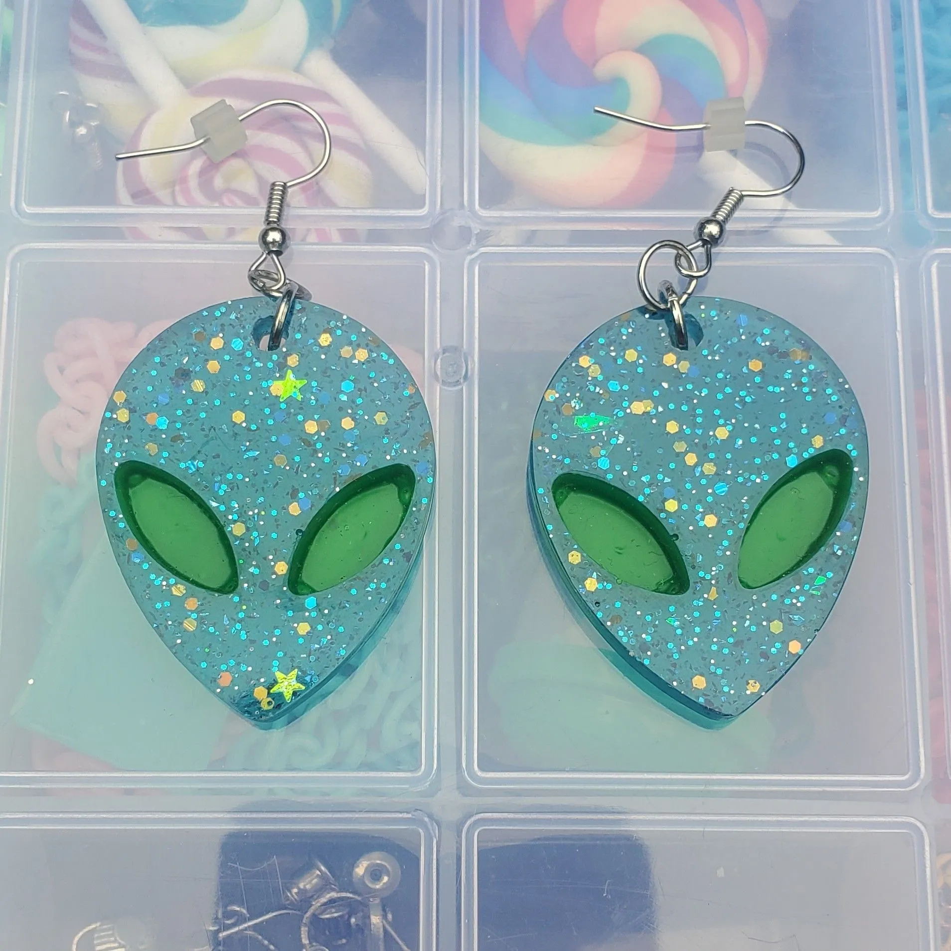 Product image for Blue Alien Earrings