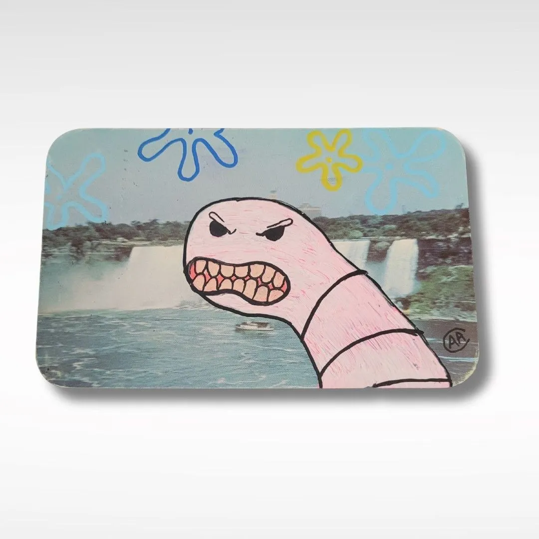 Product image for Handmade - Alaskan Bullworm Spongebob Altered Postcard
