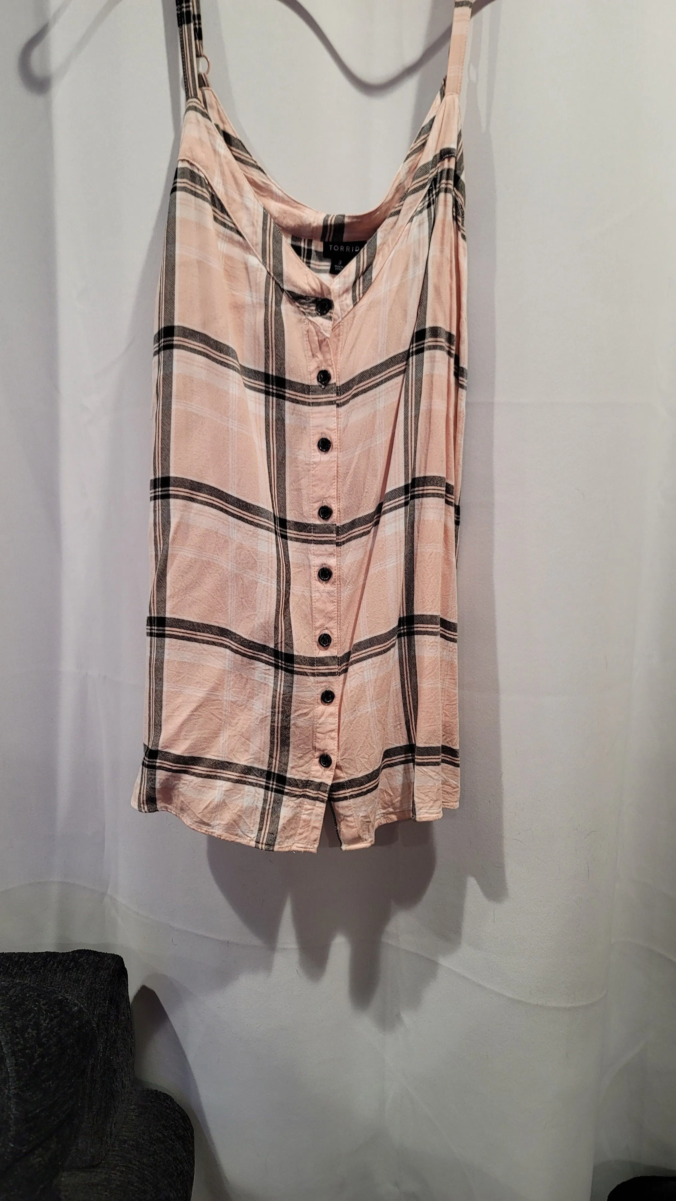 Product image for Torrid Size 3 Pink & Black Plaid Tank Top