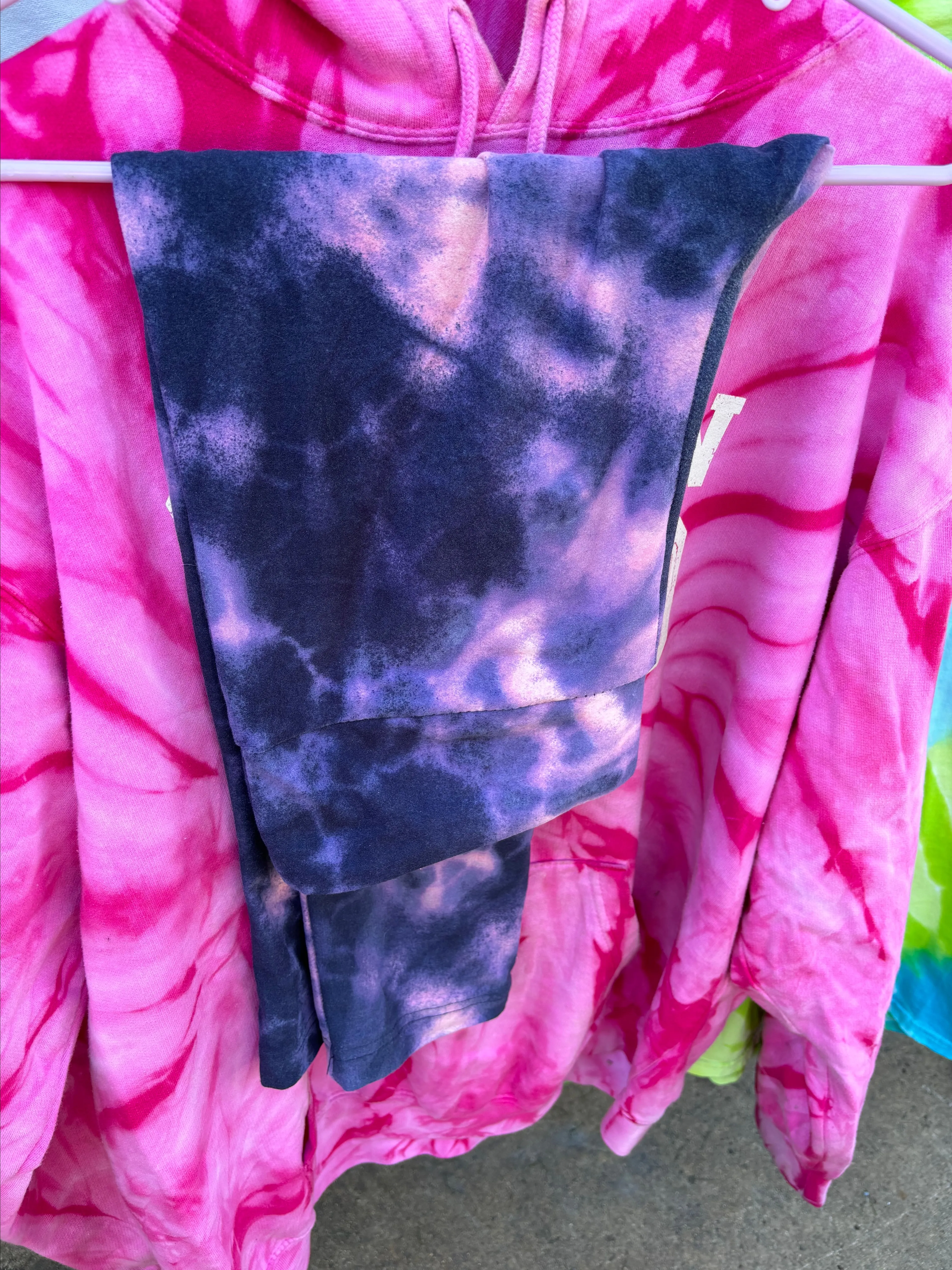 Product image for Leggings, purple, gray, lavender tye-dye large