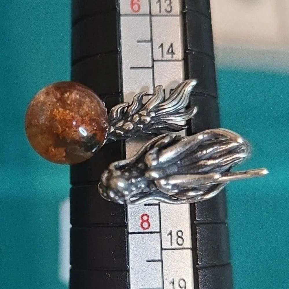 Product image for Garden quartz dragon ring S925 sterling sliver adjustable