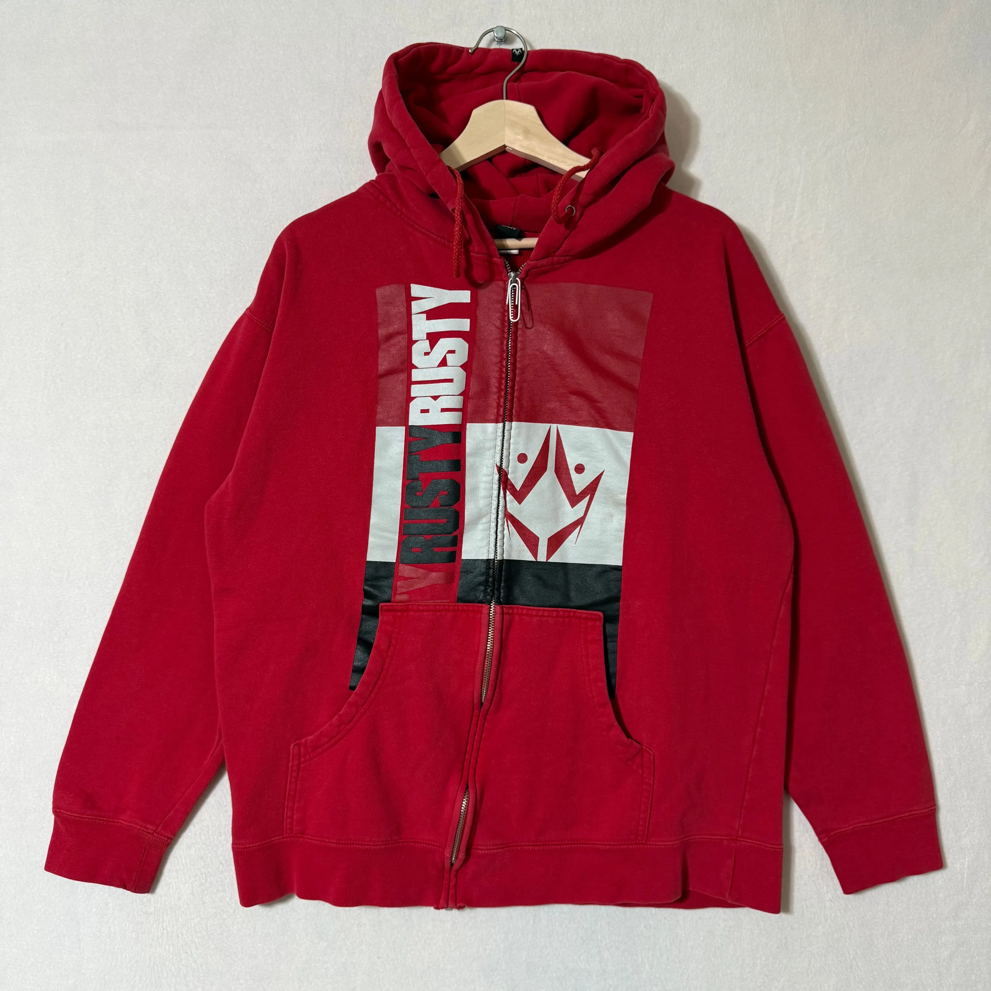 Product image for Y2K Rusty Surf Skate Logo Red Full Zip Hoodie Large