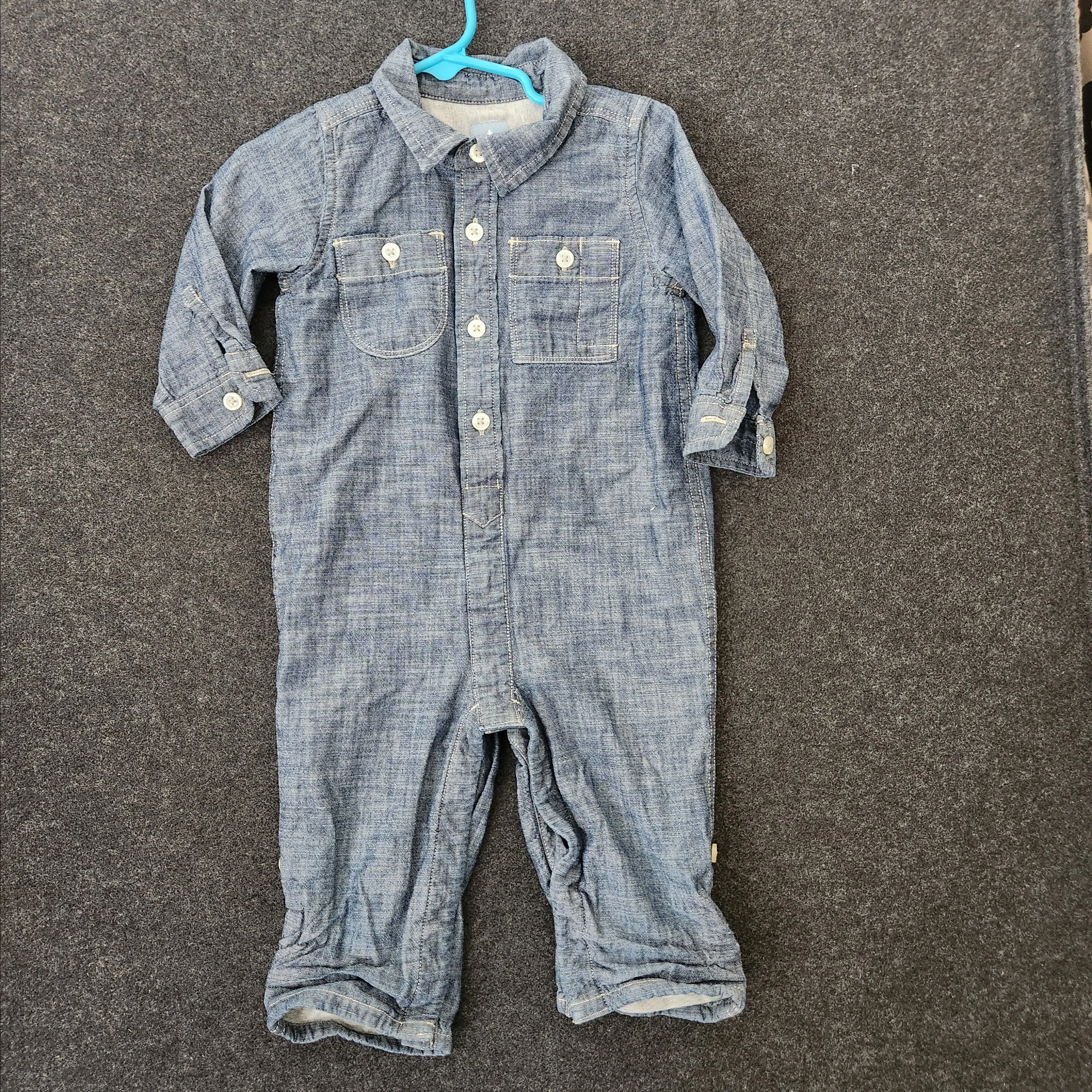 Product image for Baby Gap Light Denim Romper Long Sleeve and Pant Size 12-18 mos